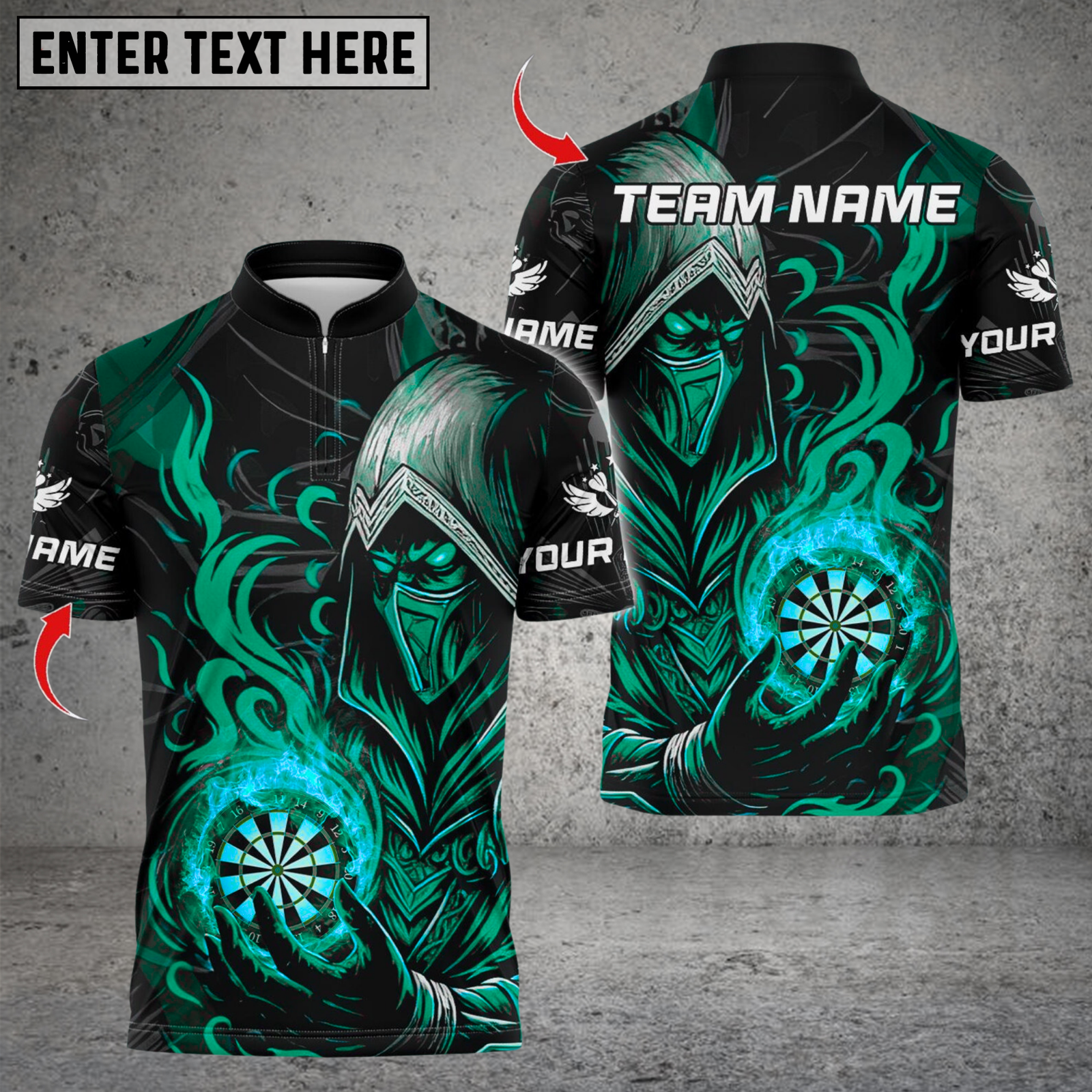 Blisscorners Darts Ninja Blue Flame Multicolor Customized Name, Team Name 3D Shirts