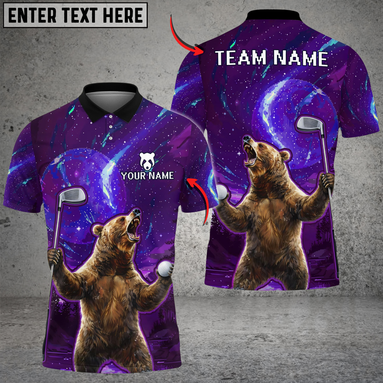Blisscorners Savage Bear Golf Polo Shirt Customized Name, Team Name 3D Shirts