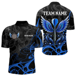 Blisscorners Personalized Blue Black Arrow Wings Dart Shirts For Men Team Darts Jerseys LM054