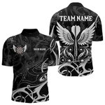 Blisscorners Personalized White Black Arrow Wings Dart Shirts For Men Team Darts Jerseys LM054