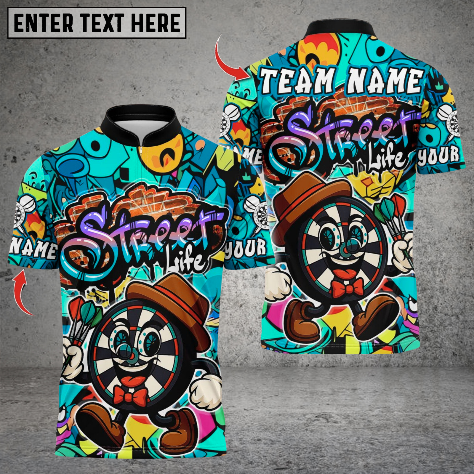 Blisscorners Darts Graffiti Mr Dartboard Multicolor Customized Name, Team Name 3D Shirts