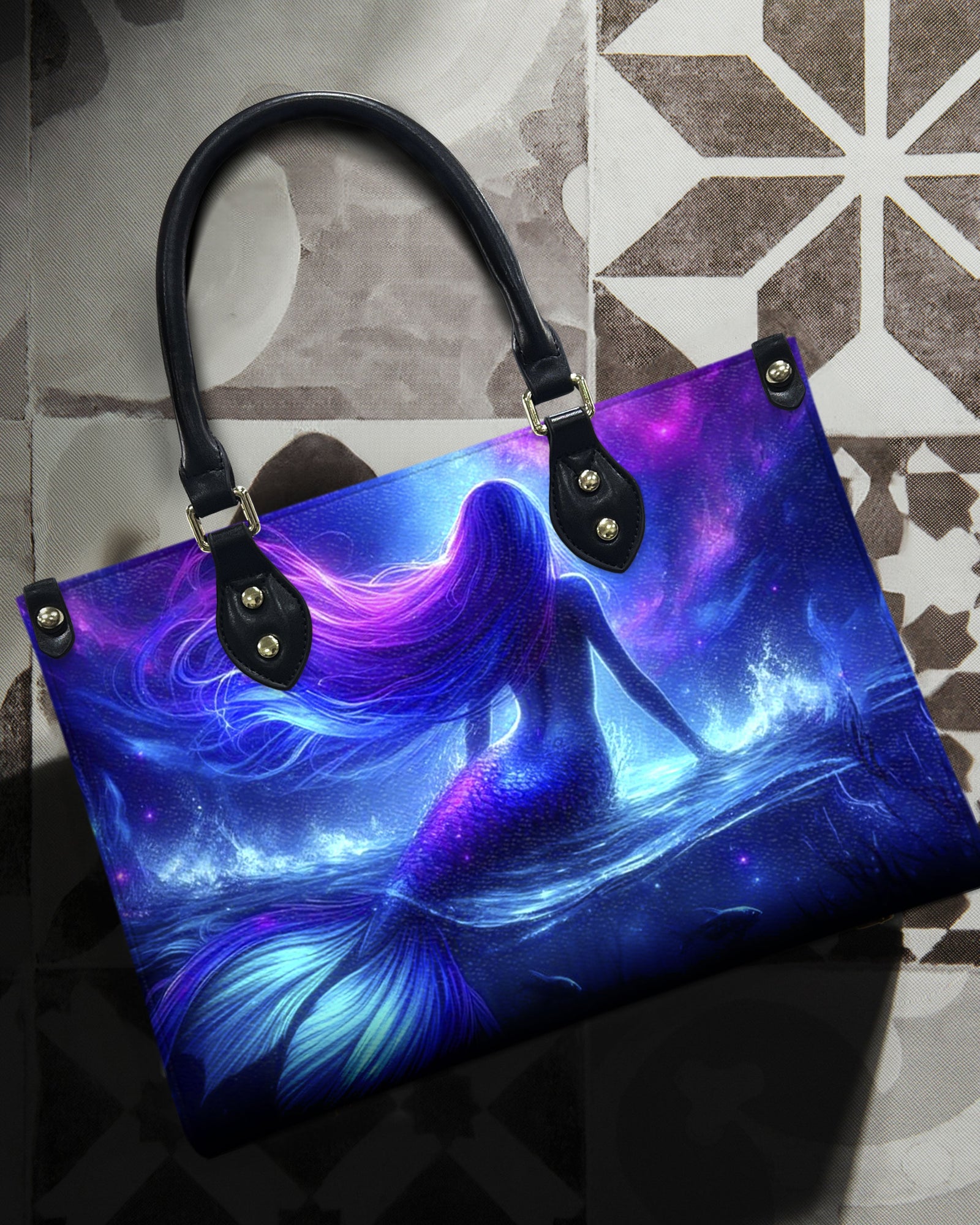 BLISSCORNERS GLOWING OCEAN MERMAID LEATHER HANDBAG