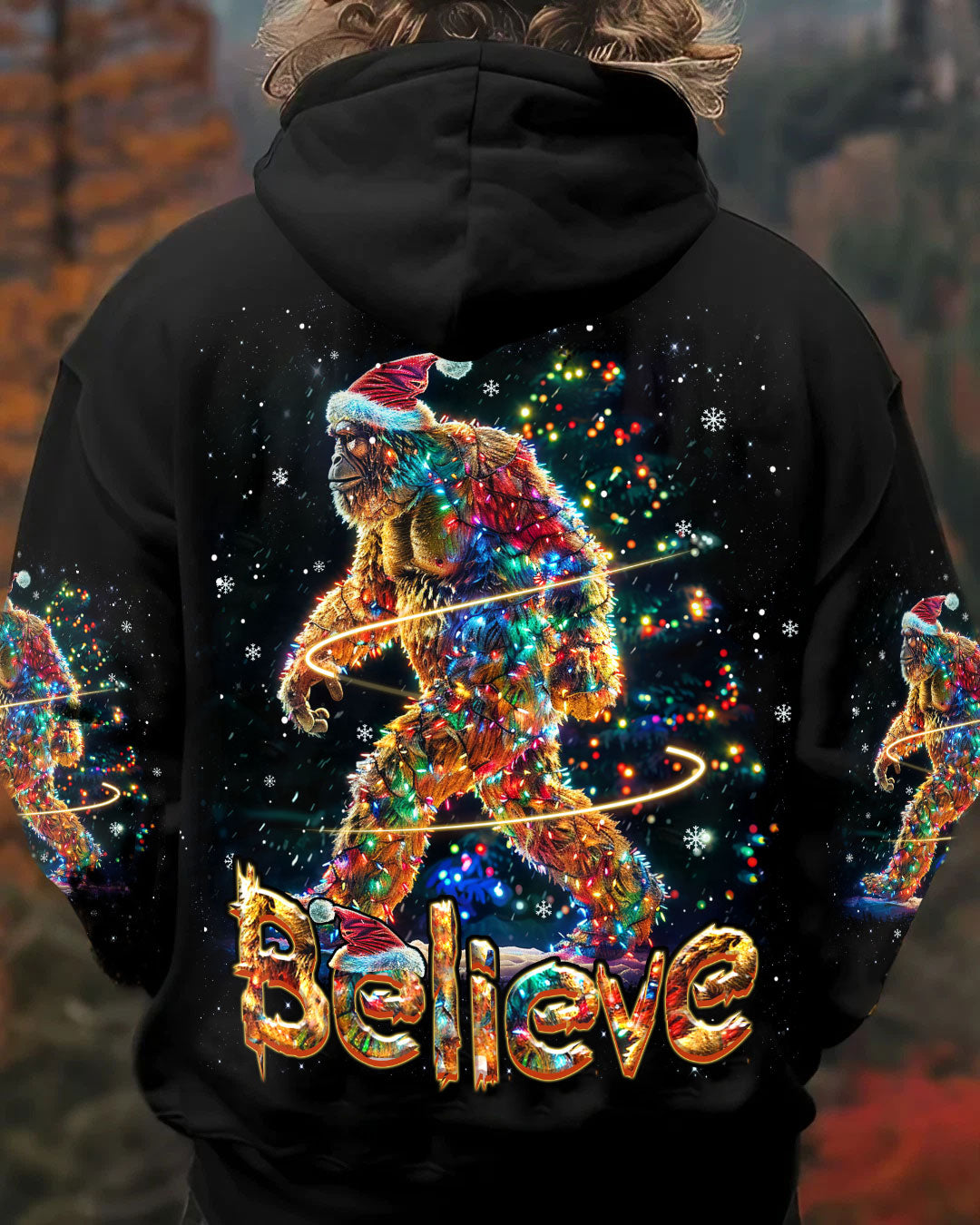 BLISSCORNERS BELIEVE BIGFOOT CHRISTMAS ALL OVER PRINT