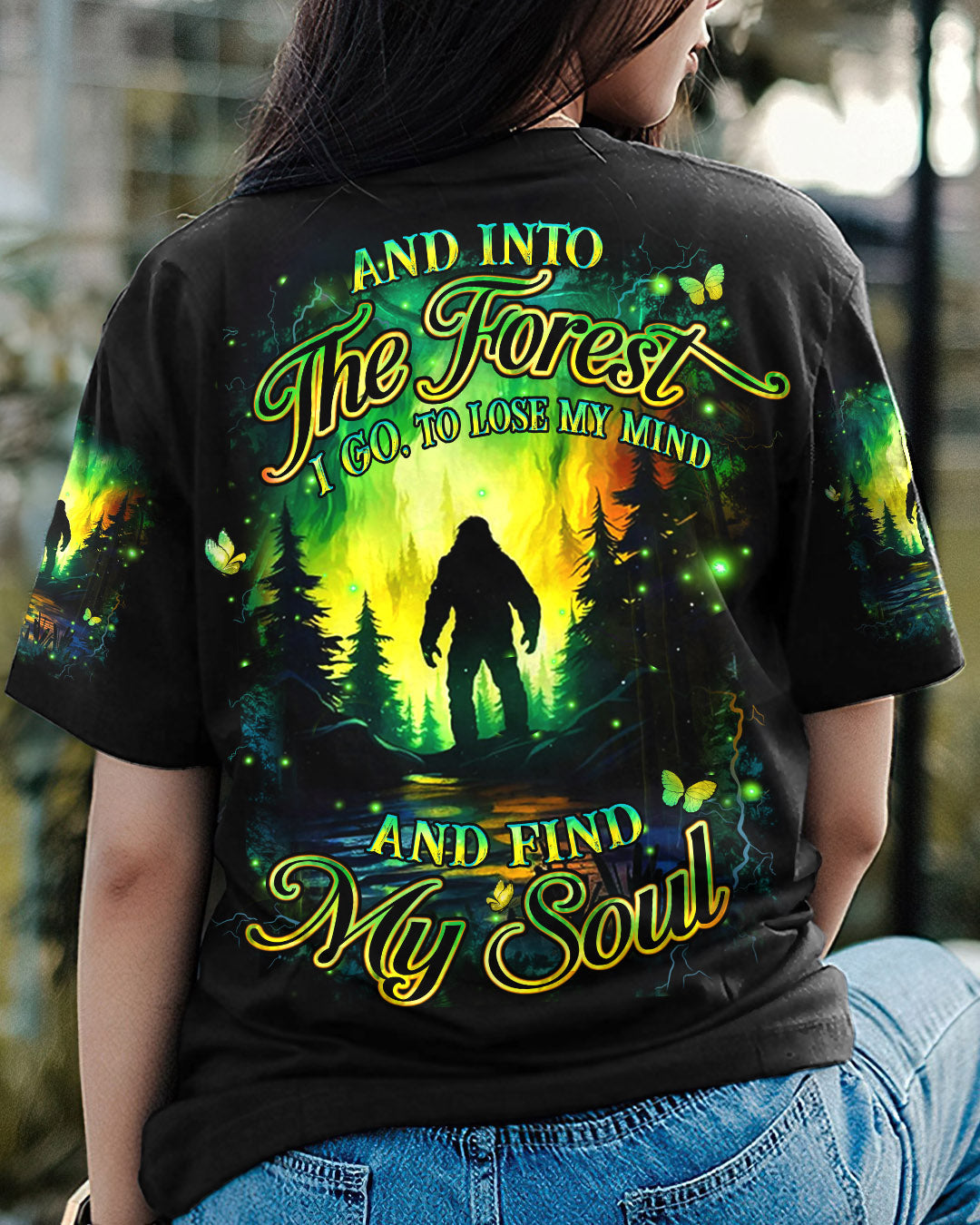 BLISSCORNERS AND INTO THE FOREST I GO BIGFOOT ALL OVER PRINT