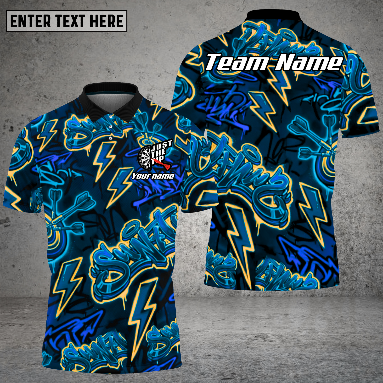 Blisscorners Graffiti Dart Shirt Neon Lightning Style Multioptions Personalized Name, Team Name Unisex 3D Shirt (4 Colors)