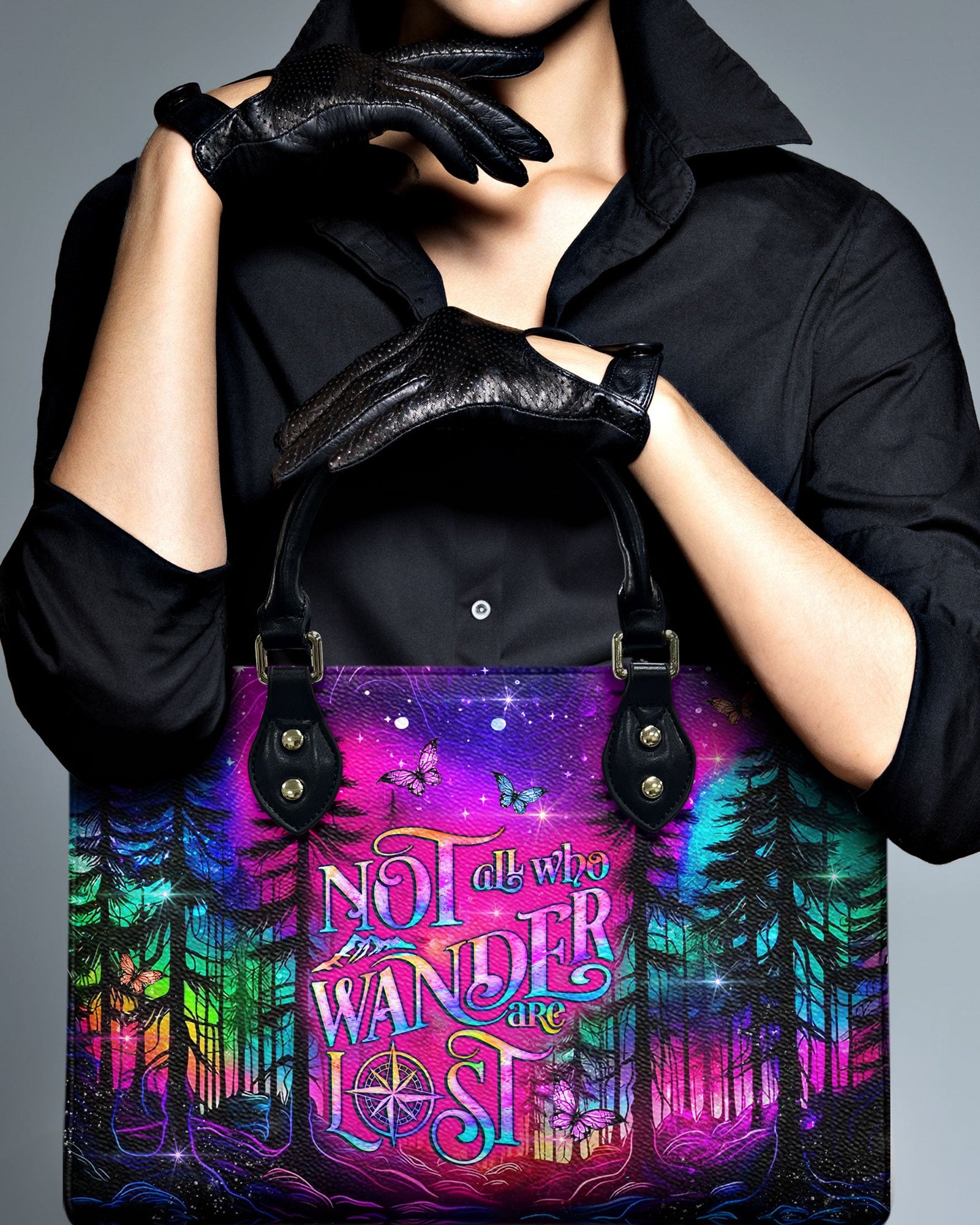 BLISSCORNERS NOT ALL WHO WANDER ARE LOST LEATHER HANDBAG