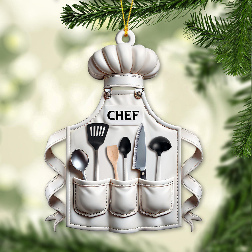Blisscorners Custom Name Chef Ornament, Christmas Gift for Cooking Lover2D Flat LM2211