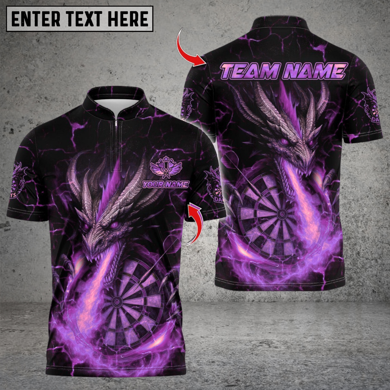 Blisscorners Darts Flame Dragon With Dartboard Multicolor Customized Name, Team Name 3D Shirts