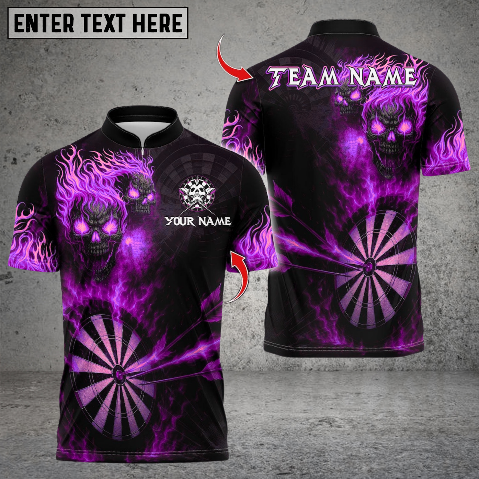 Blisscorners Darts Flame Skull With Dartboard Multicolor Customized Name, Team Name 3D Shirts