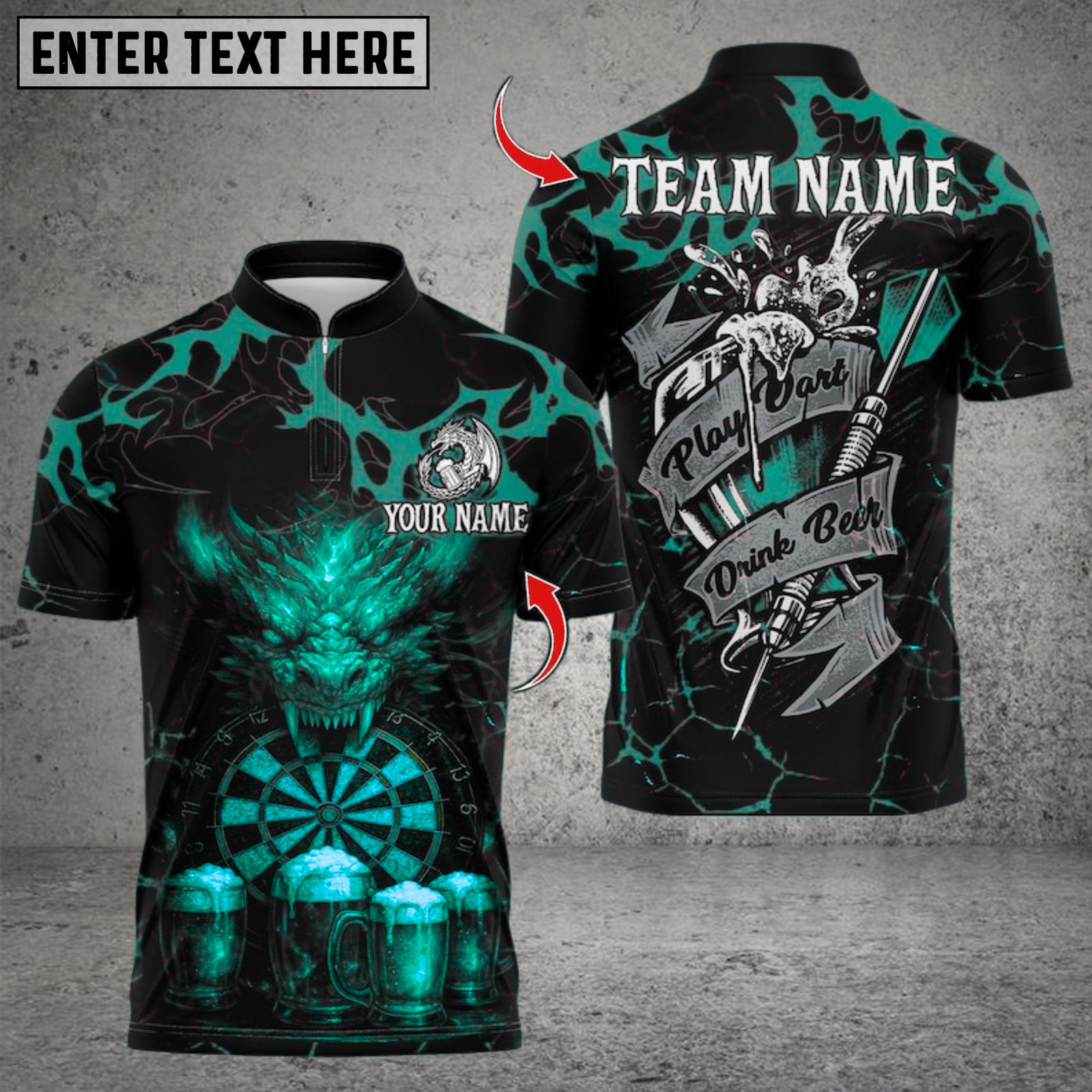 Blisscorners Darts Beer Dragon With Dartboard Multicolor Customized Name, Team Name 3D Shirts