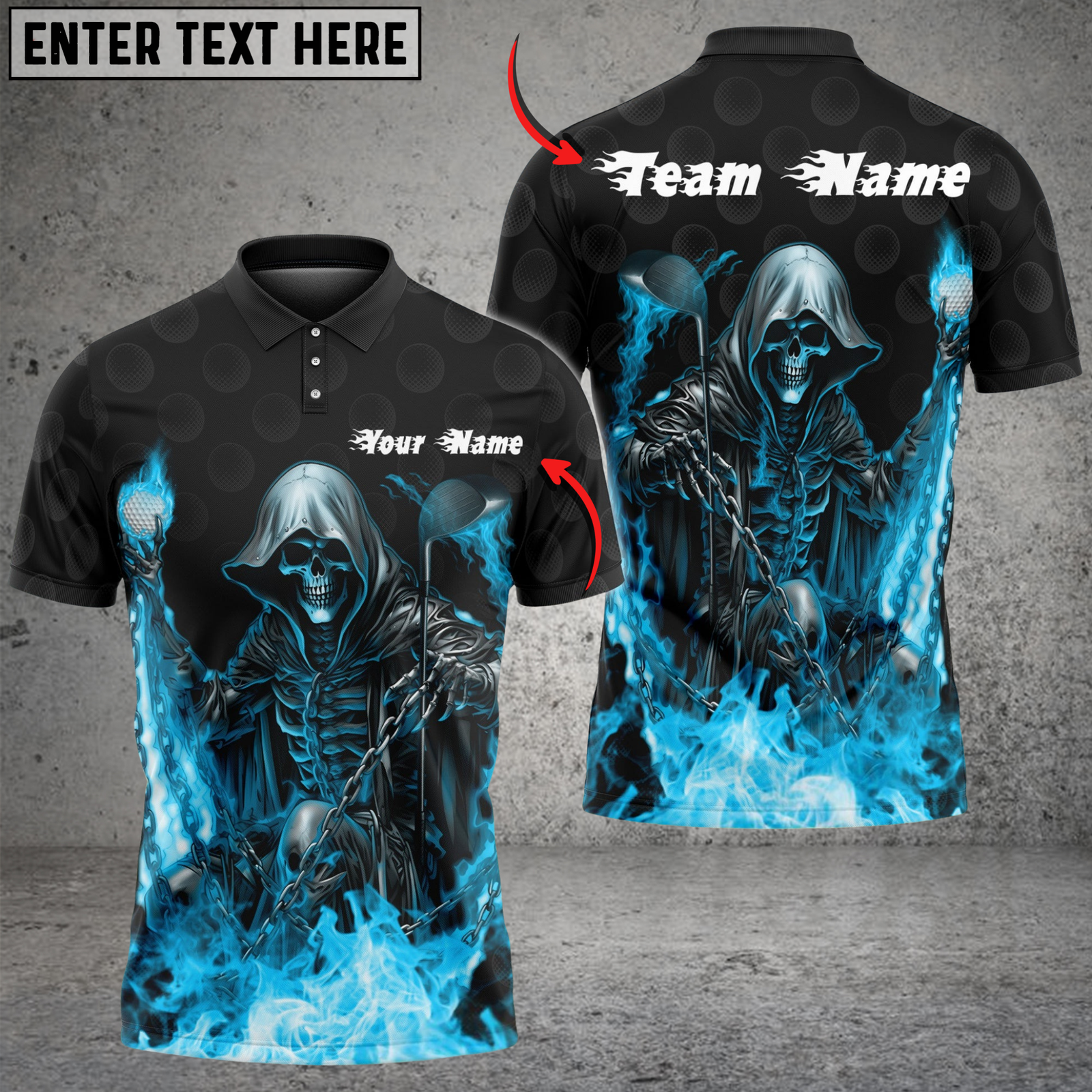 Blisscorners Golf Flaming Grim Reaper Multicolor Customized Name, Team Name 3D Shirts
