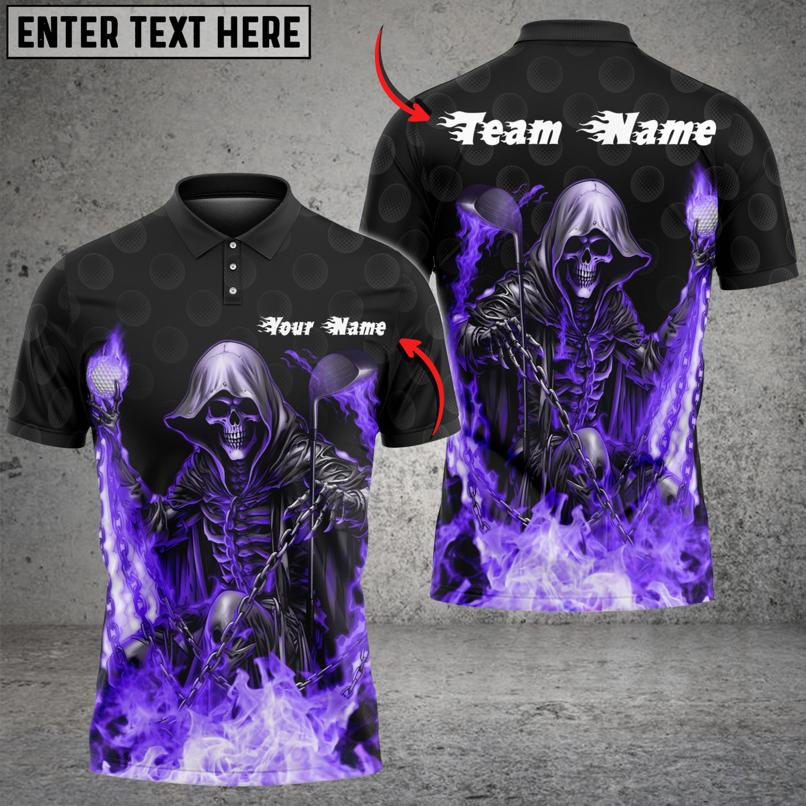 Blisscorners Golf Flaming Grim Reaper Multicolor Customized Name, Team Name 3D Shirts