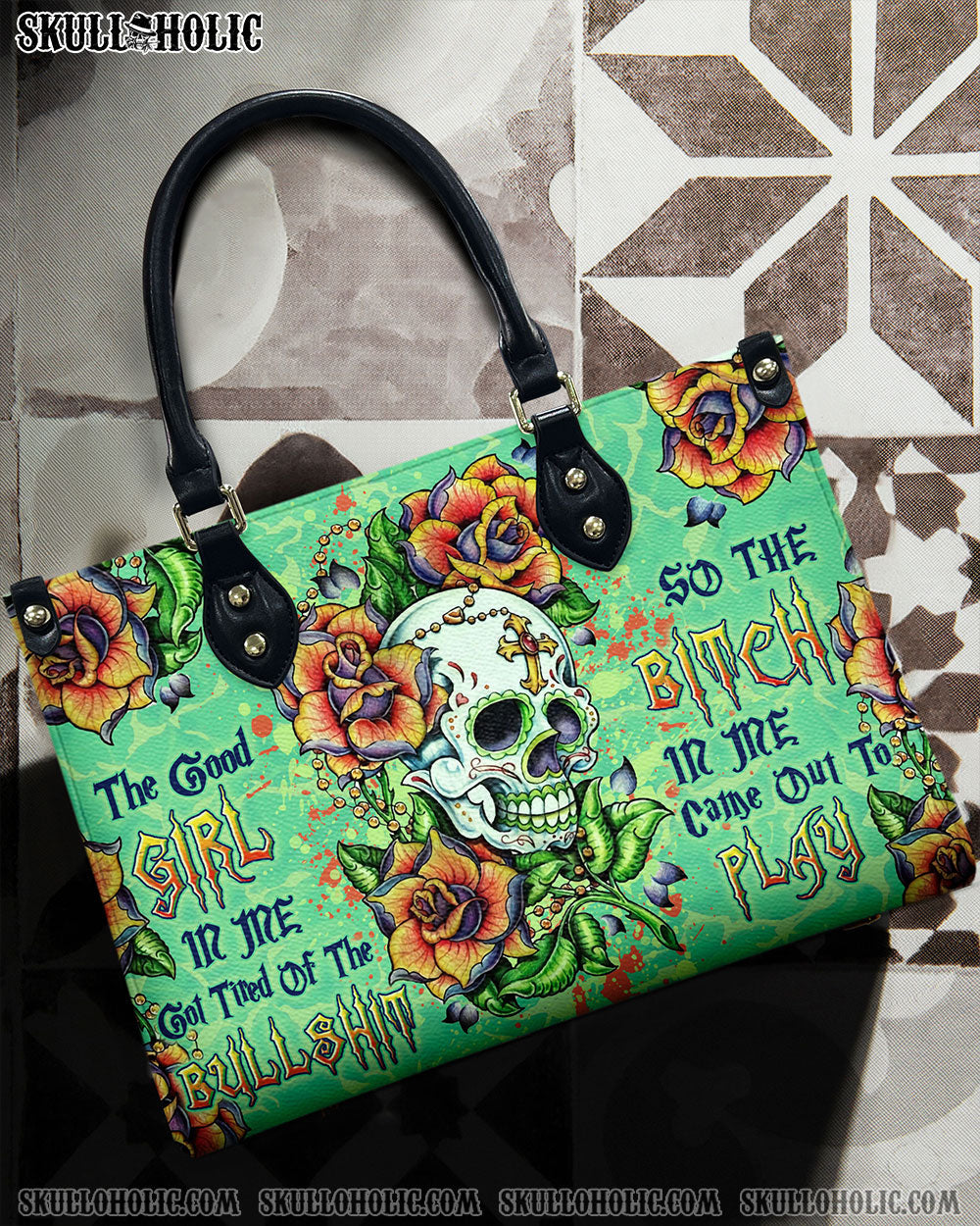 BLISSCORNERS THE GOOD GIRL IN ME GOT TIRED LEATHER HANDBAG