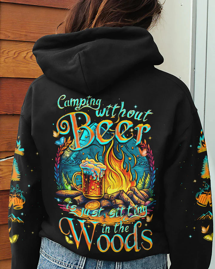 BLISSCORNERS CAMPING WITHOUT BEER IS JUST SITTING IN THE WOODS ALL OVER PRINT