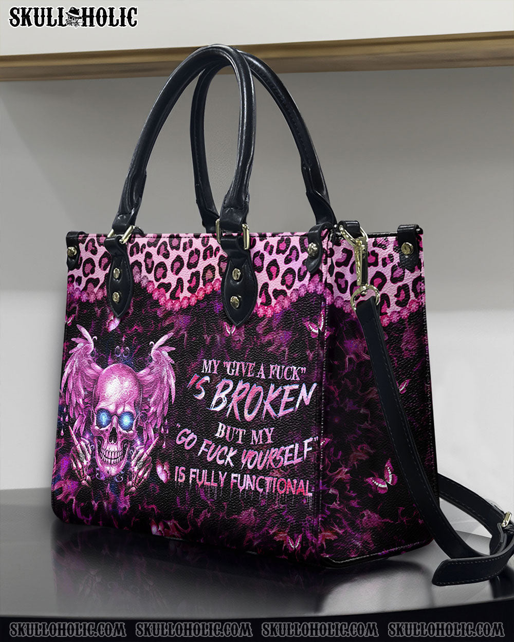 BLISSCORNERS MY GIVE A F IS BROKEN LEATHER HANDBAG