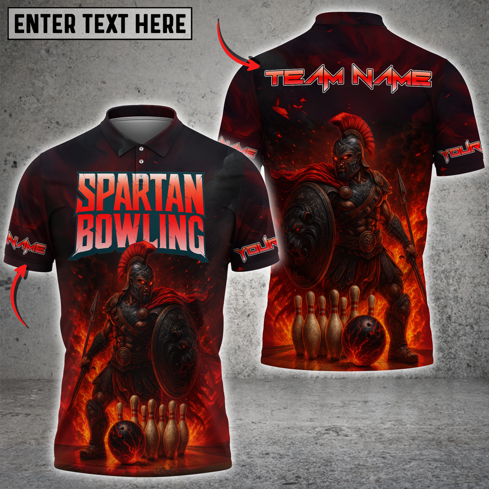 Blisscorners Bowling Spartan Inferno Multicolor Customized Name, Team Name 3D Shirts 1