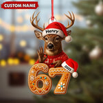 Blisscorners Personalized Deer Christmas Ornament, 67 Gingerbread Number Decoration 2025, Funny Buck Birthday Holiday Tree Gift