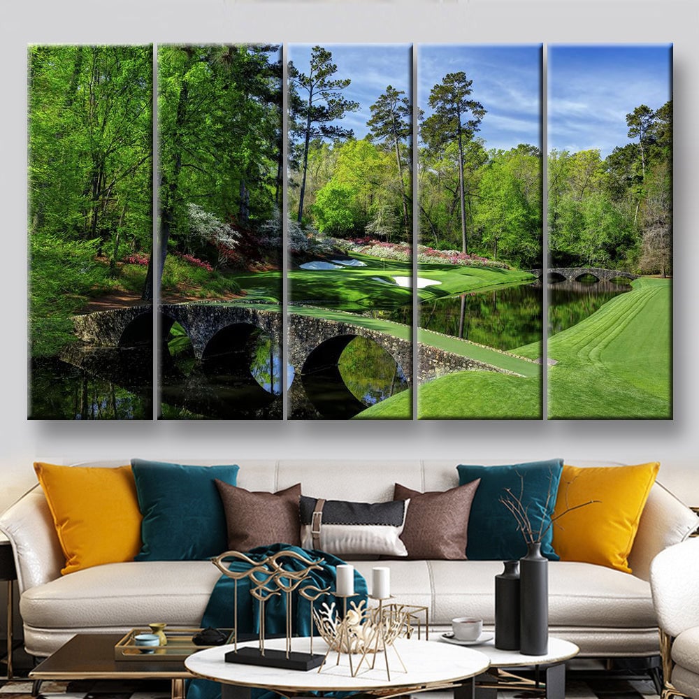 Blisscorners Augusta Golf Course Canvas, Canvas Wall Art, Multi Canvas Wall Art, Golf Decor LM2611