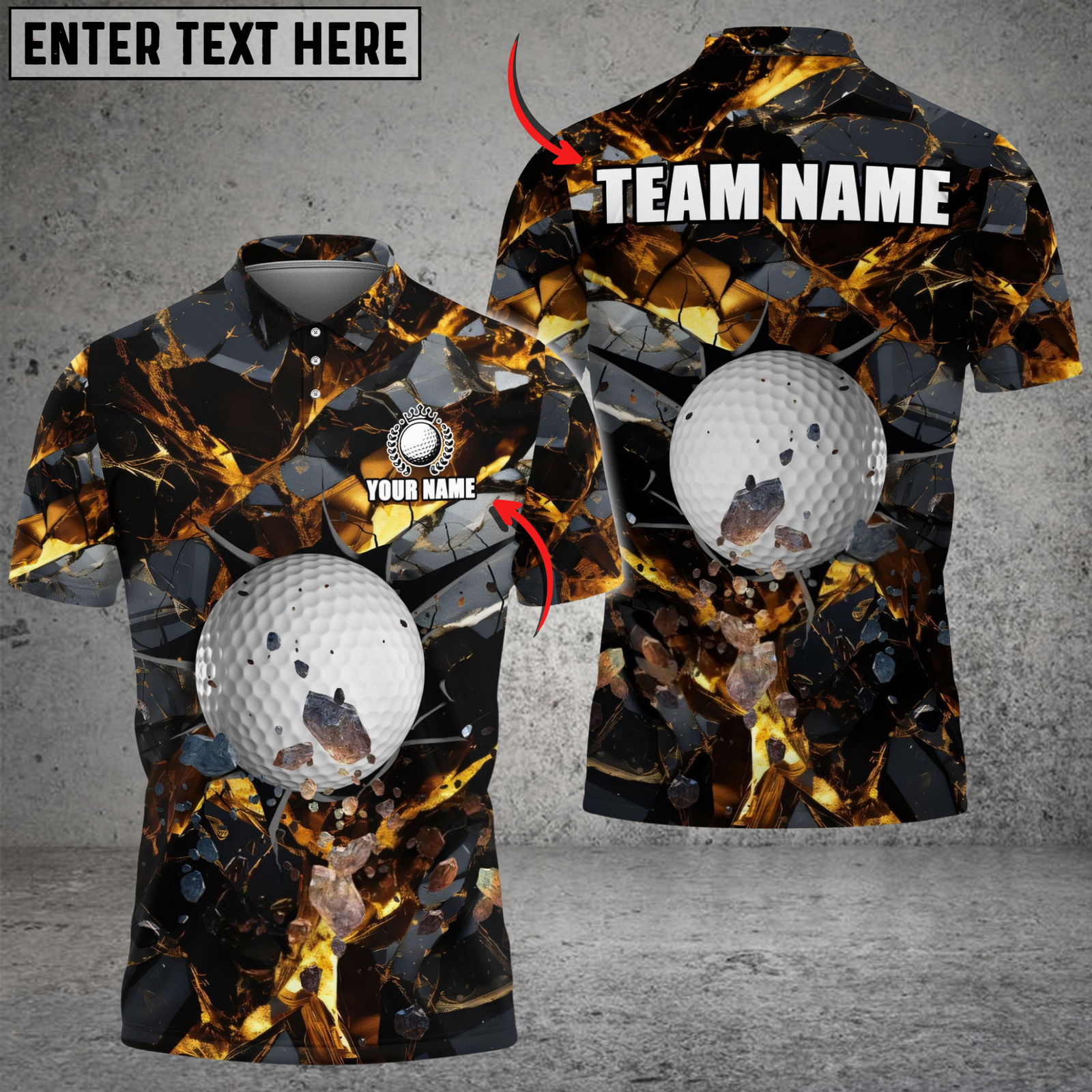 Blisscorners Golf Ball Dark Material Multicolor Customized Name, Team Name 3D Shirts