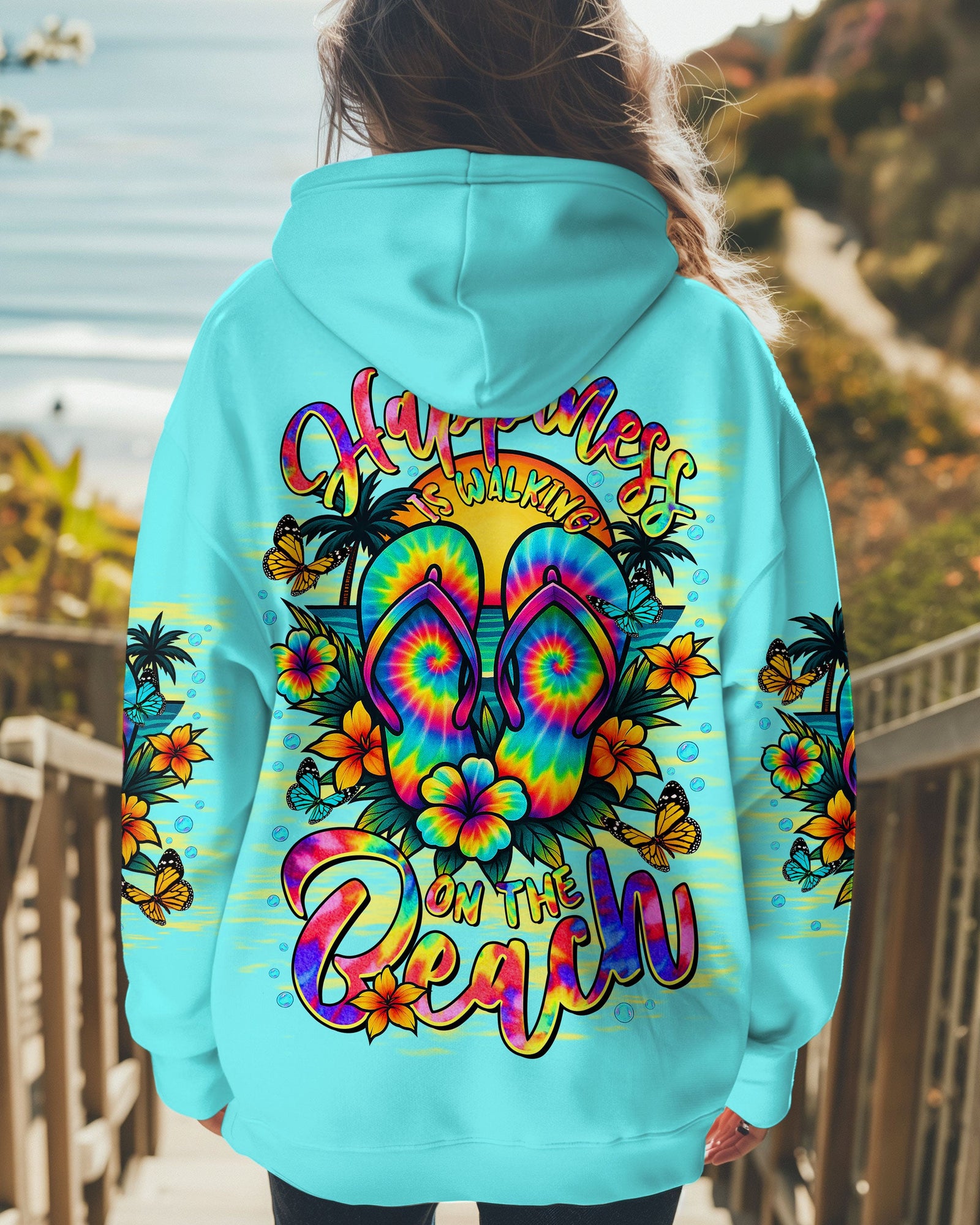 BLISSCORNERS HAPPINESS IS WALKING ON THE BEACH FLIP FLOPS ALL OVER PRINT