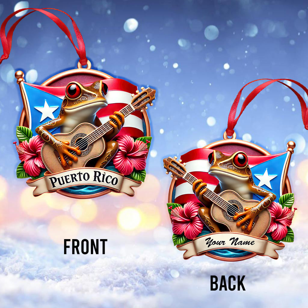 Blisscorners Custom Name Puerto Rico Ornament, Christmas Gift for Puerto Rico Lovers2D Flat LM2211