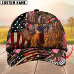 Blisscorners Deer Hunting American Flag Camouflage Pattern Multicolor Personalized Name 3D Cap
