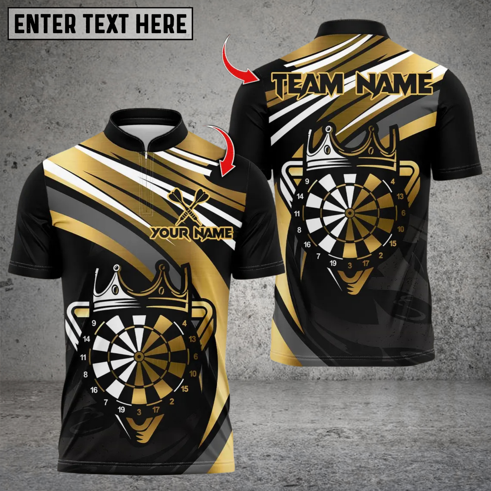 Blisscorners Golden Dartboard Darts Sport Jersey Pattern Multicolor Customized Name, Team Name 3D Shirts