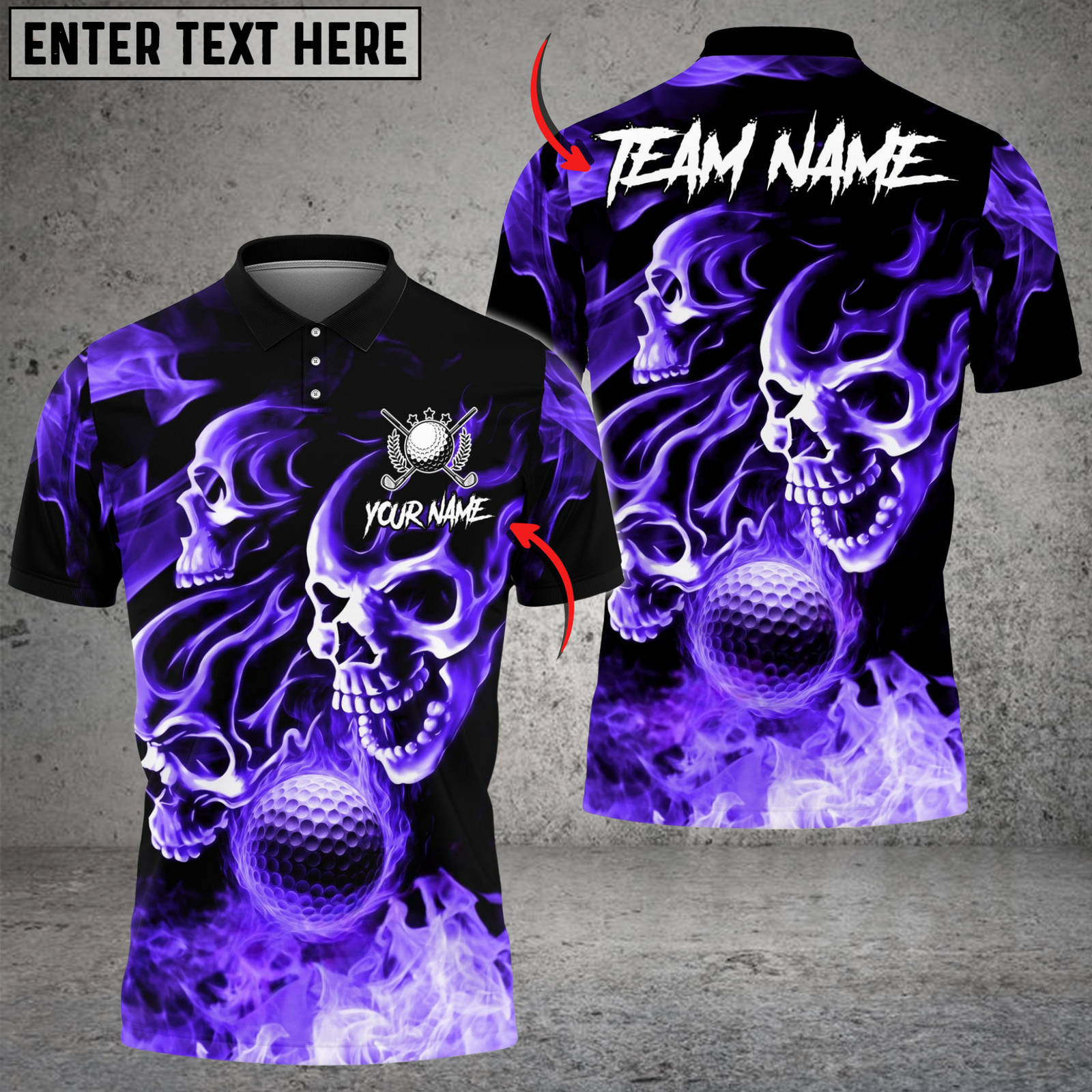 Blisscorners Golf Fire Flame Skull Multicolor Customized Name, Team Name 3D Shirts