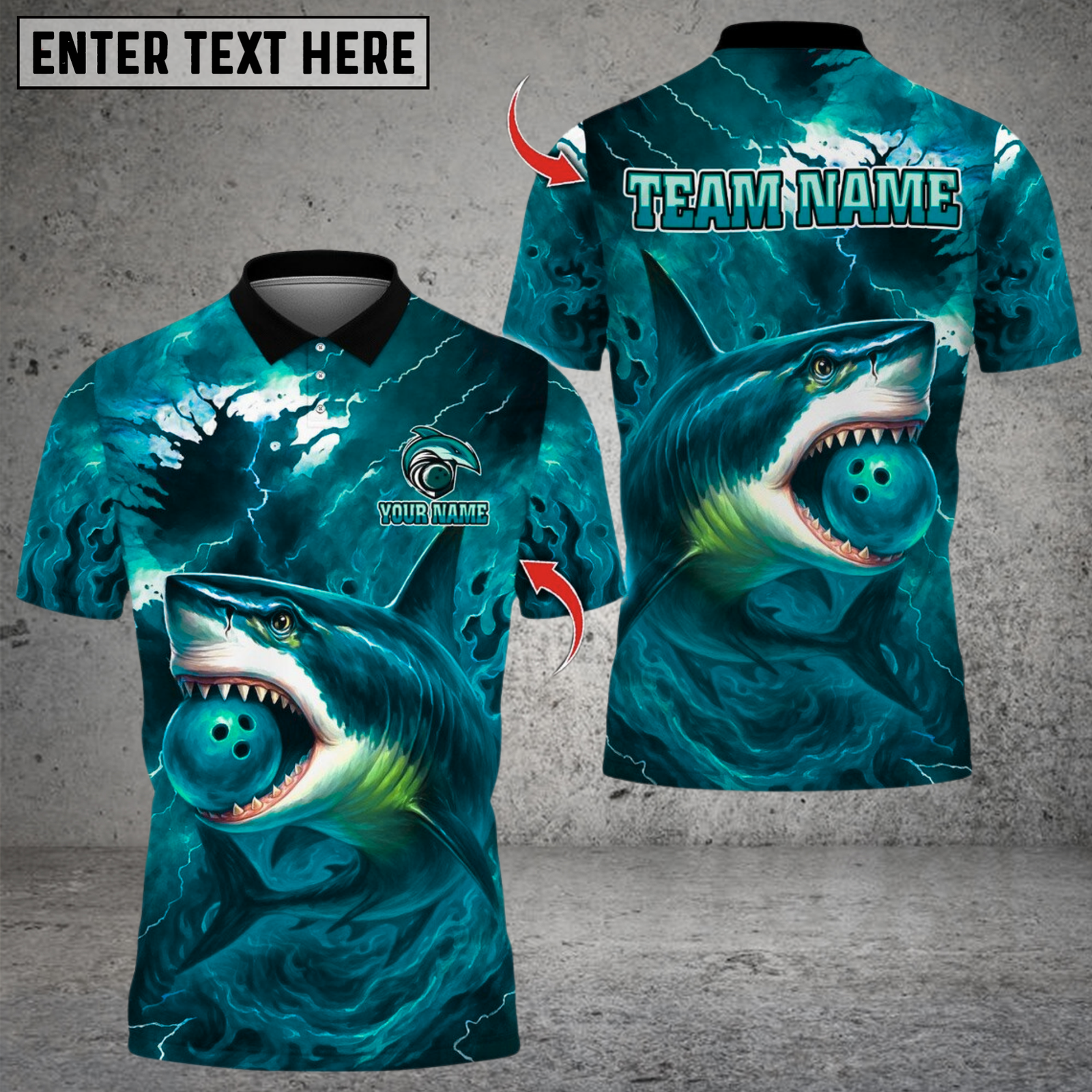 Blisscorners Bowling And Pins Storm Shark Design Multicolor Customized Name, Team Name 3D Shirts