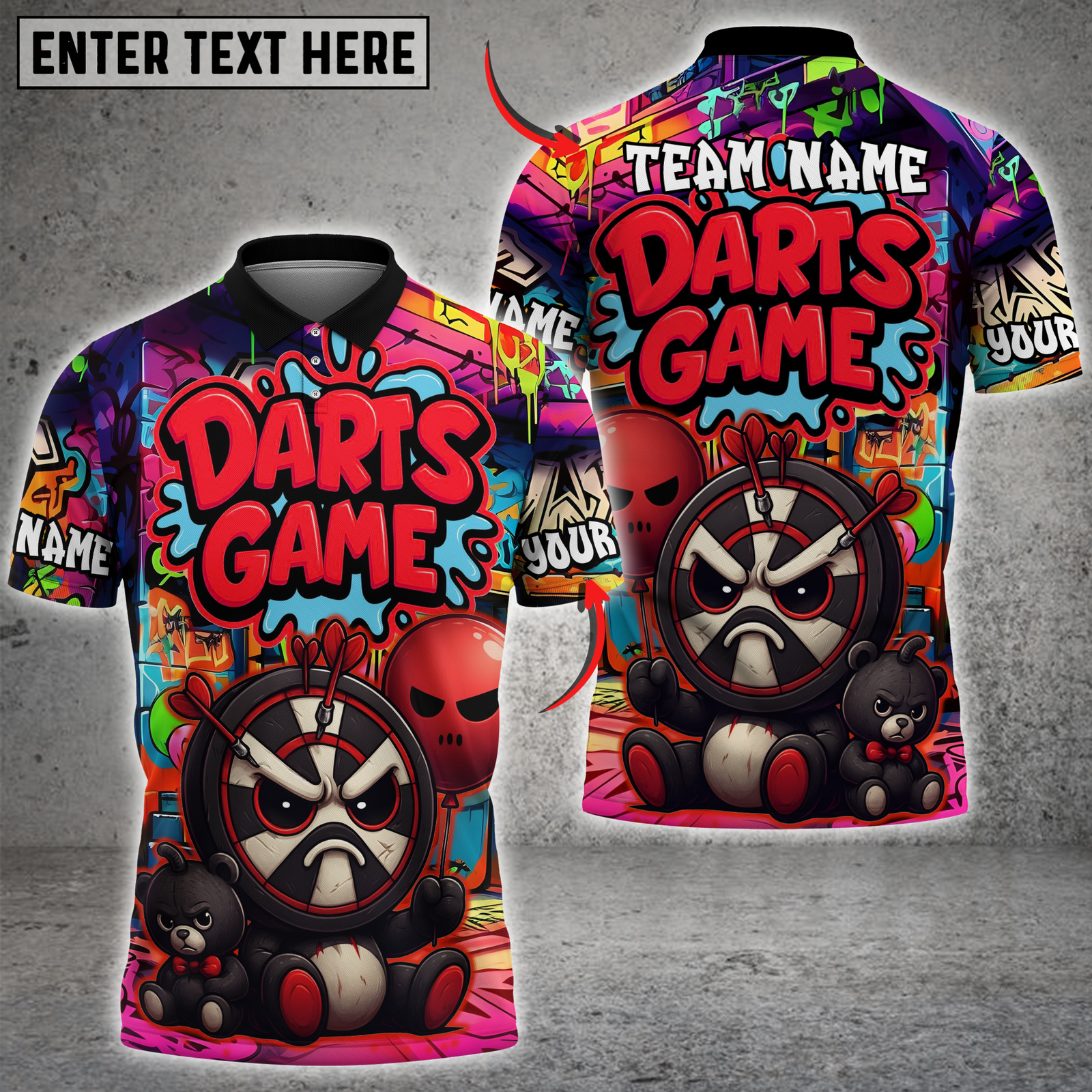 Blisscorners Darts Street Graffiti Multicolor Customized Name, Team Name 3D Shirts 2