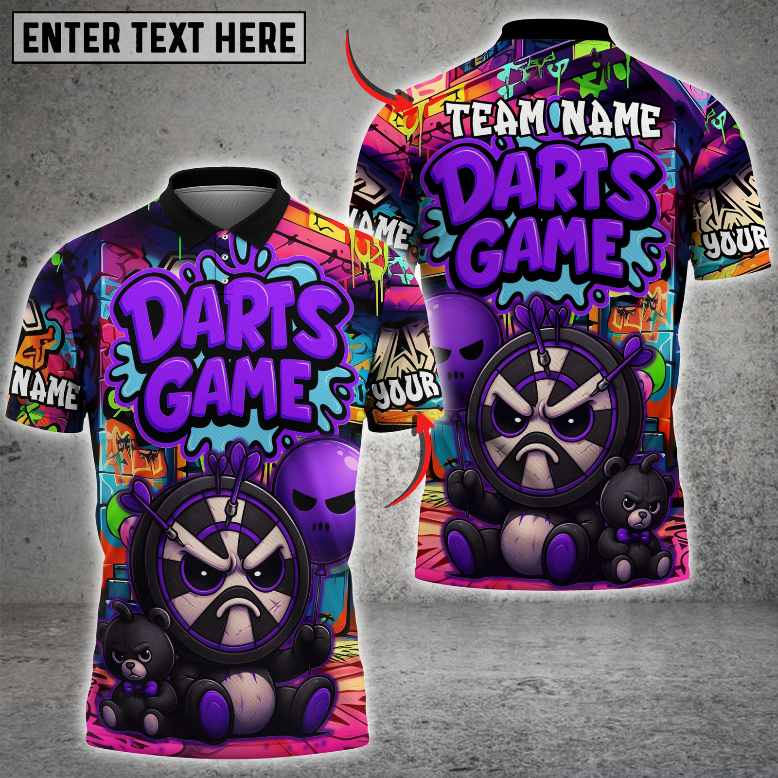 Blisscorners Darts Street Graffiti Multicolor Customized Name, Team Name 3D Shirts 2