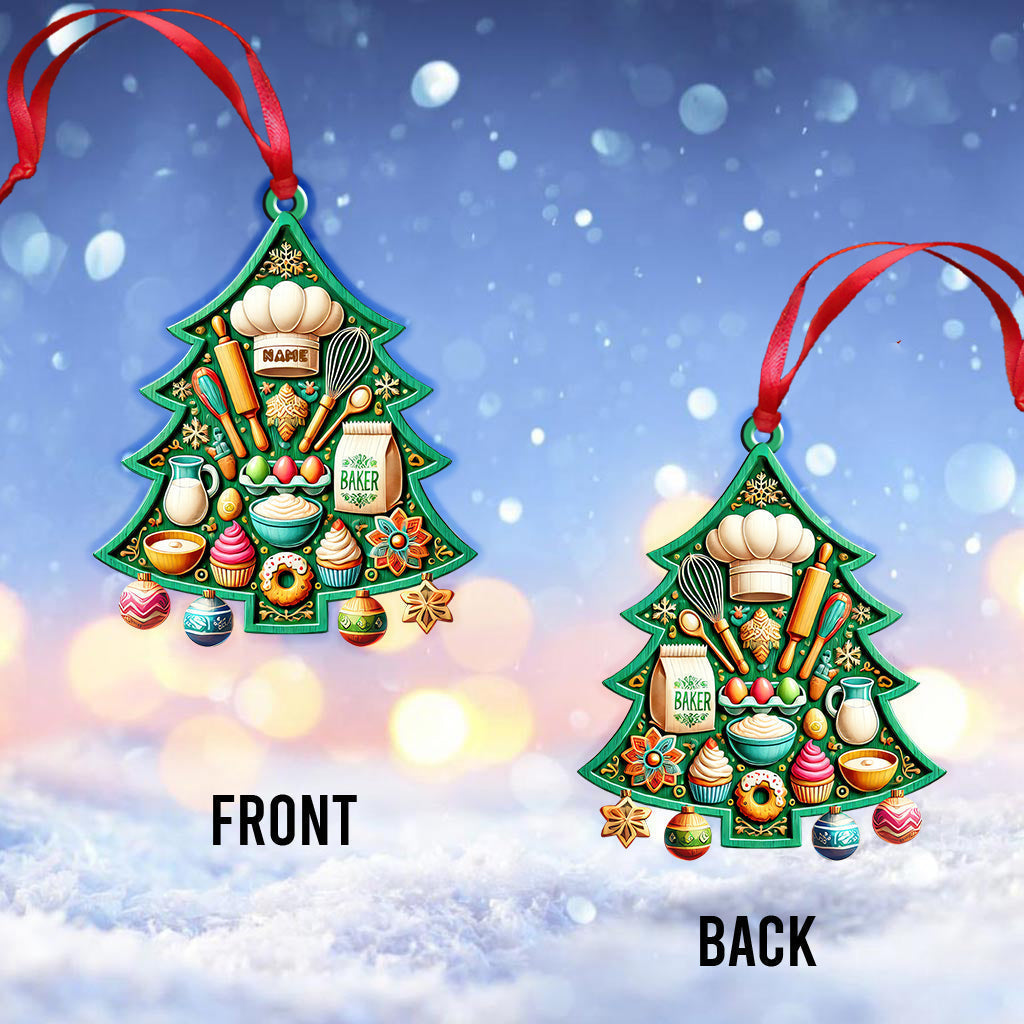 Blisscorners Custom Name Baker Ornament, Christmas Gift for Baker 2D Flat LM2211
