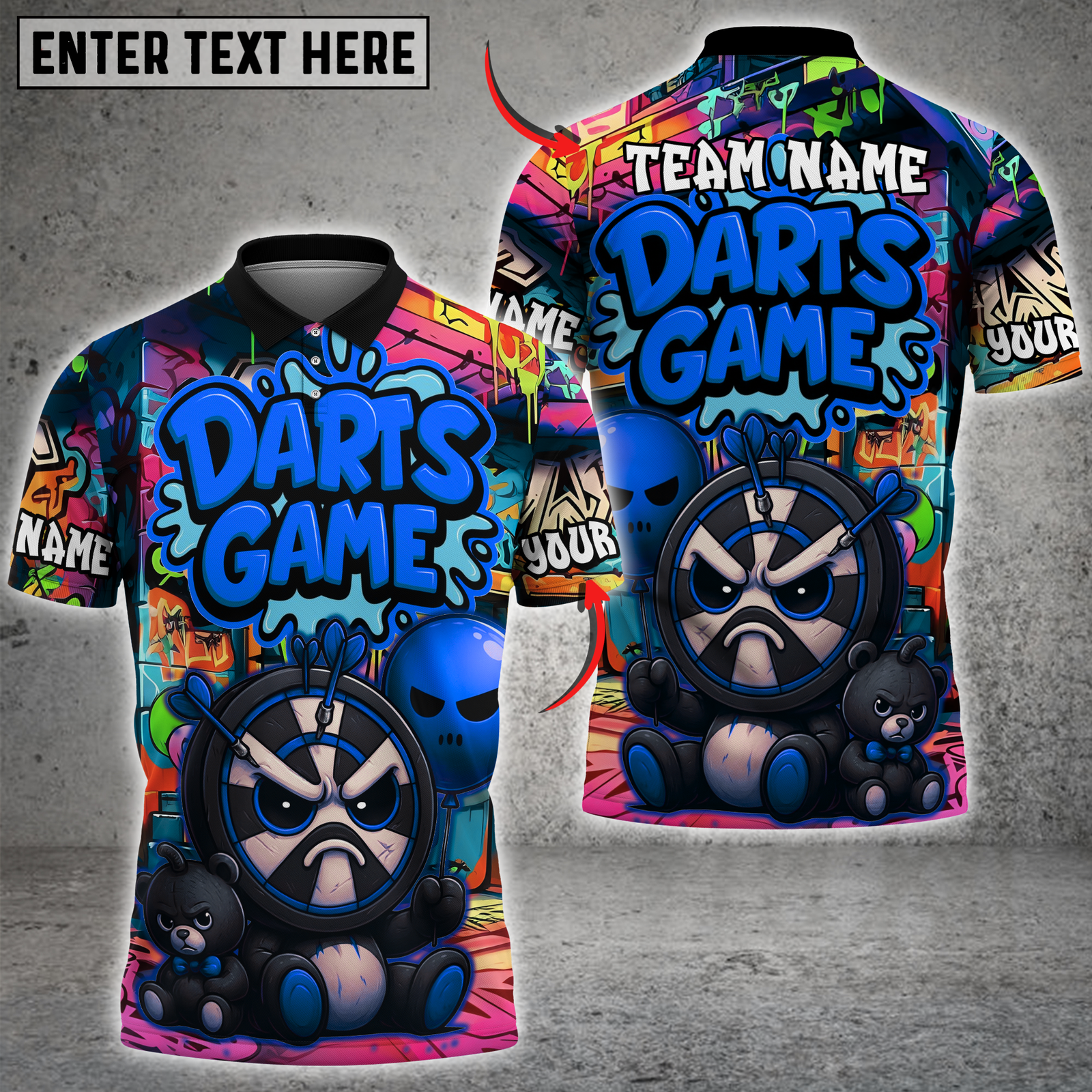 Blisscorners Darts Street Graffiti Multicolor Customized Name, Team Name 3D Shirts 2