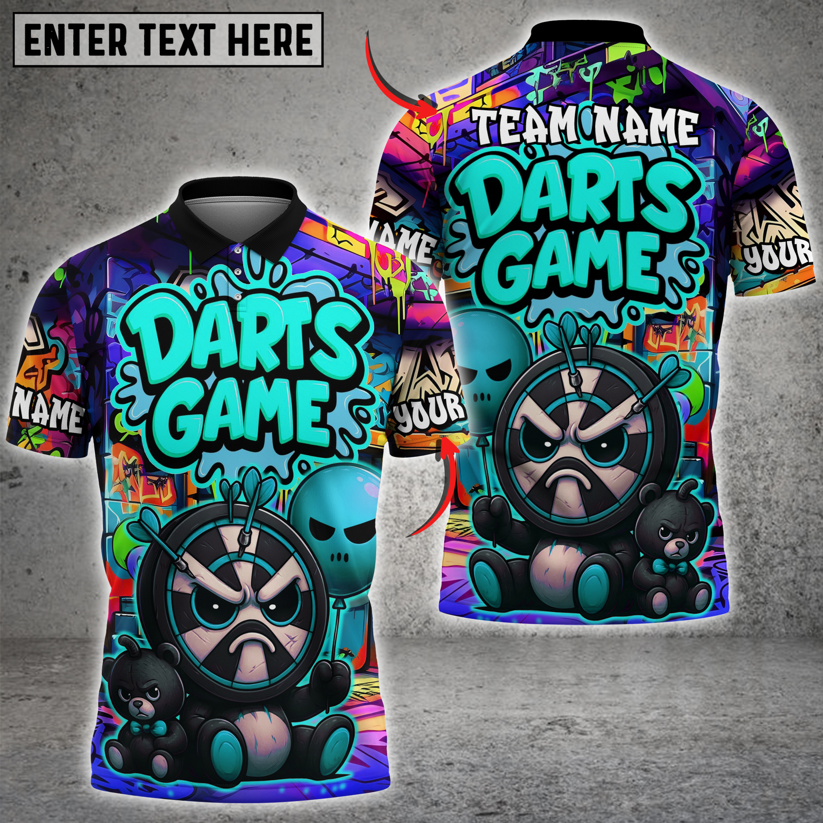 Blisscorners Darts Street Graffiti Multicolor Customized Name, Team Name 3D Shirts 2