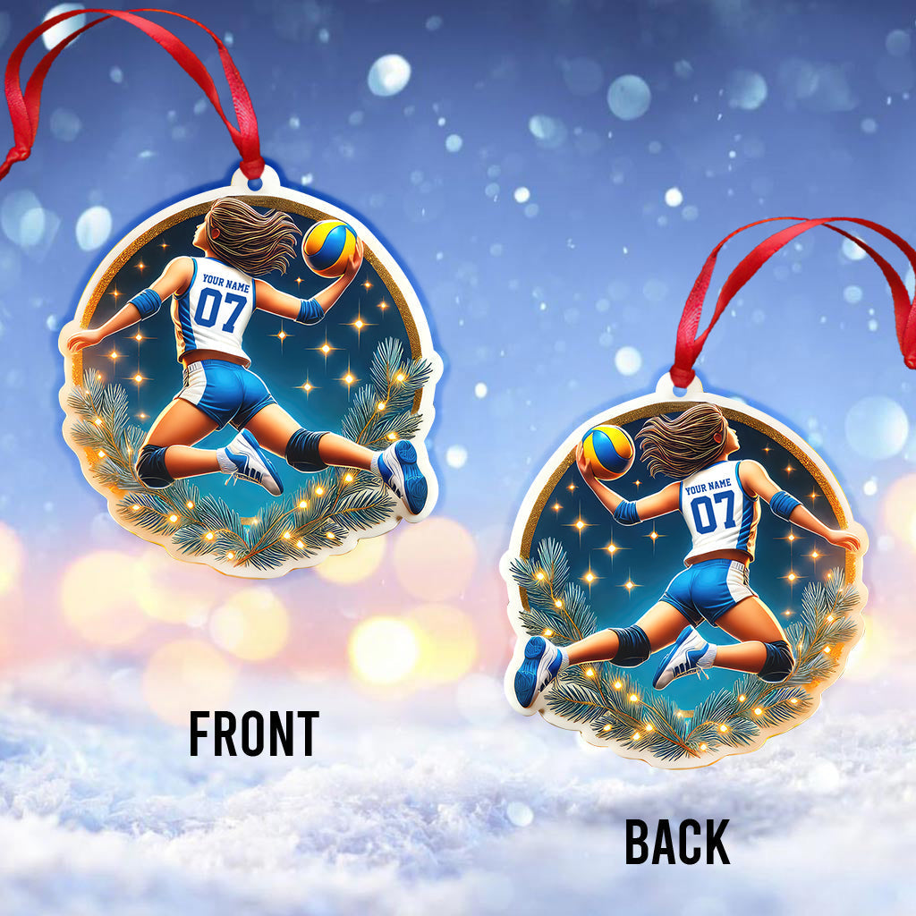 Blisscorners Custom Name and Number Volleyball Ornament, Christmas Gift for Volleyball Lover2D Flat LM2211