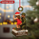 Blisscorners Personalized Funny Hunter Couple Acrylic Ornament - Custom Name Christmas Gift for Him or Her LM0411