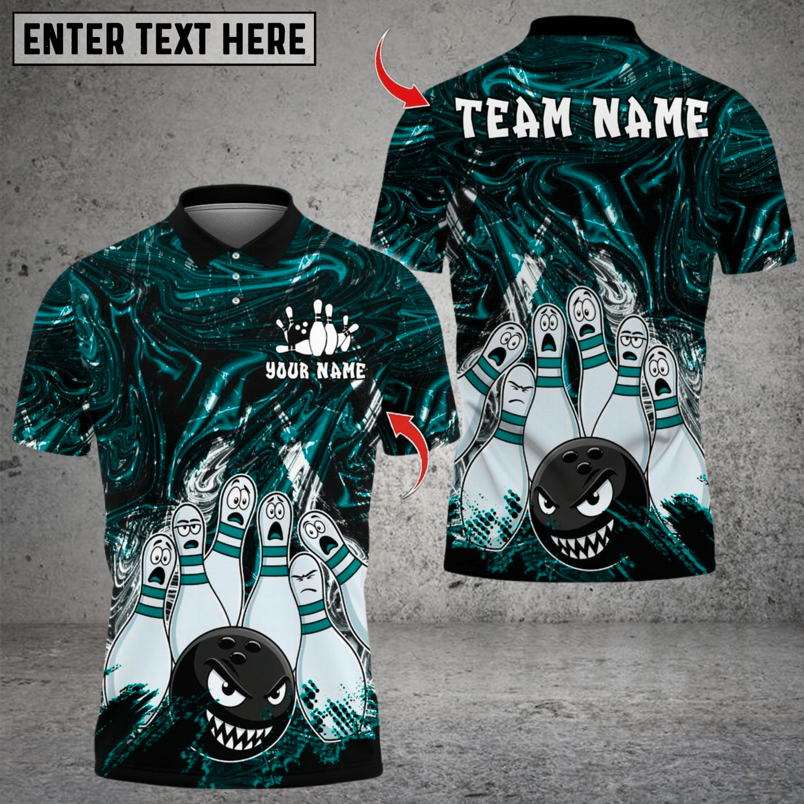 Blisscorners Bowling Angry Ball vs Screaming Pins Multicolor Customized Name, Team Name 3D Shirts