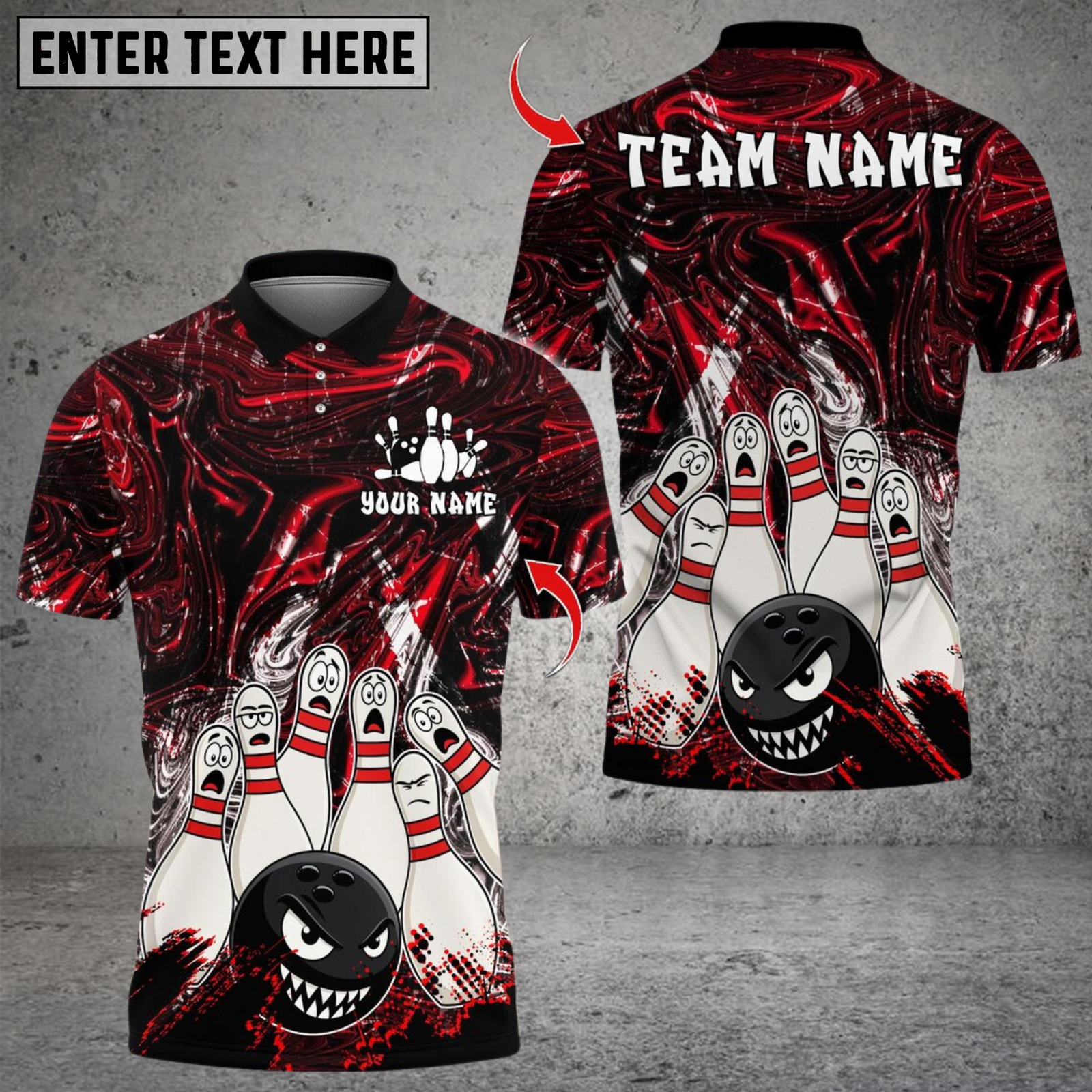 Blisscorners Bowling Angry Ball vs Screaming Pins Multicolor Customized Name, Team Name 3D Shirts