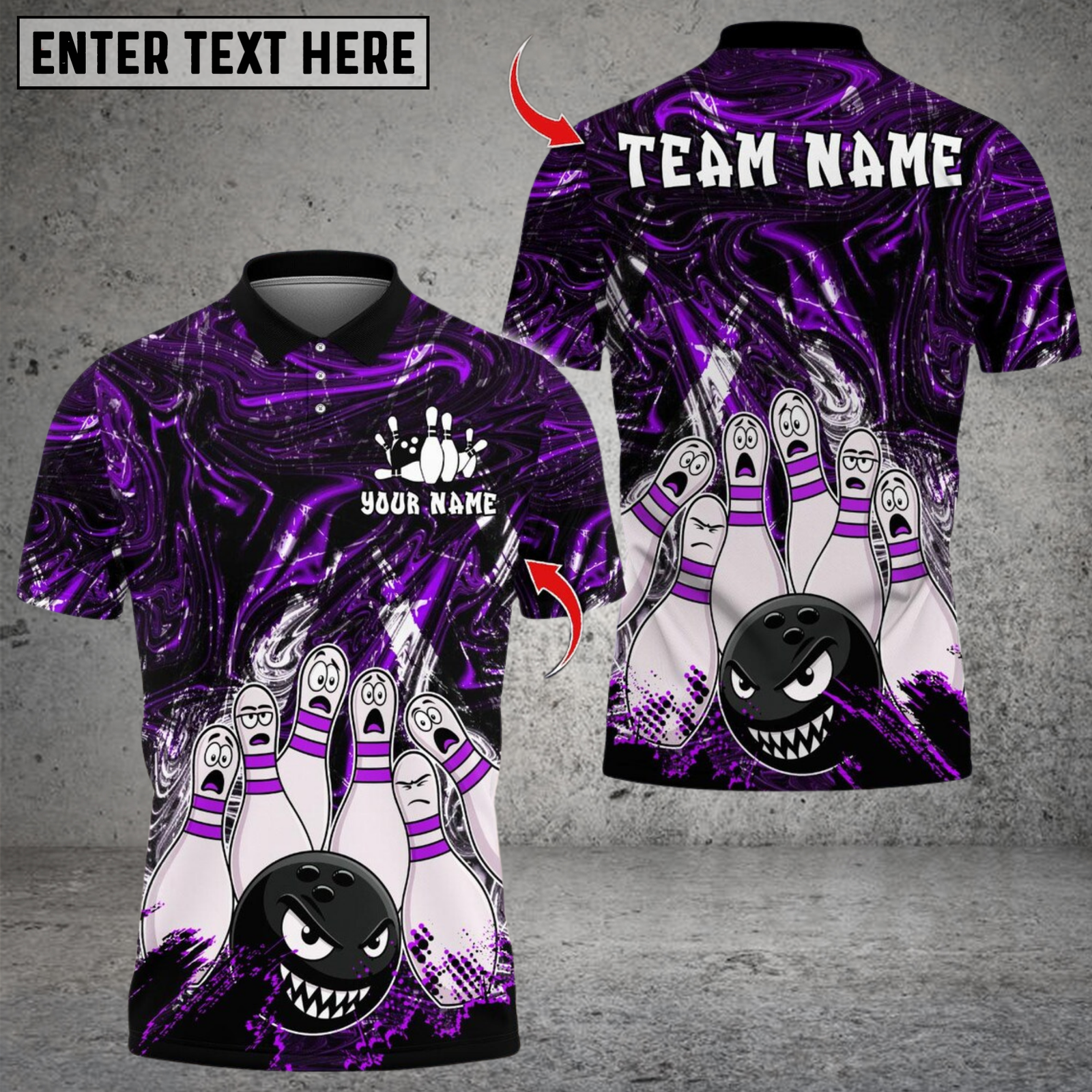Blisscorners Bowling Angry Ball vs Screaming Pins Multicolor Customized Name, Team Name 3D Shirts