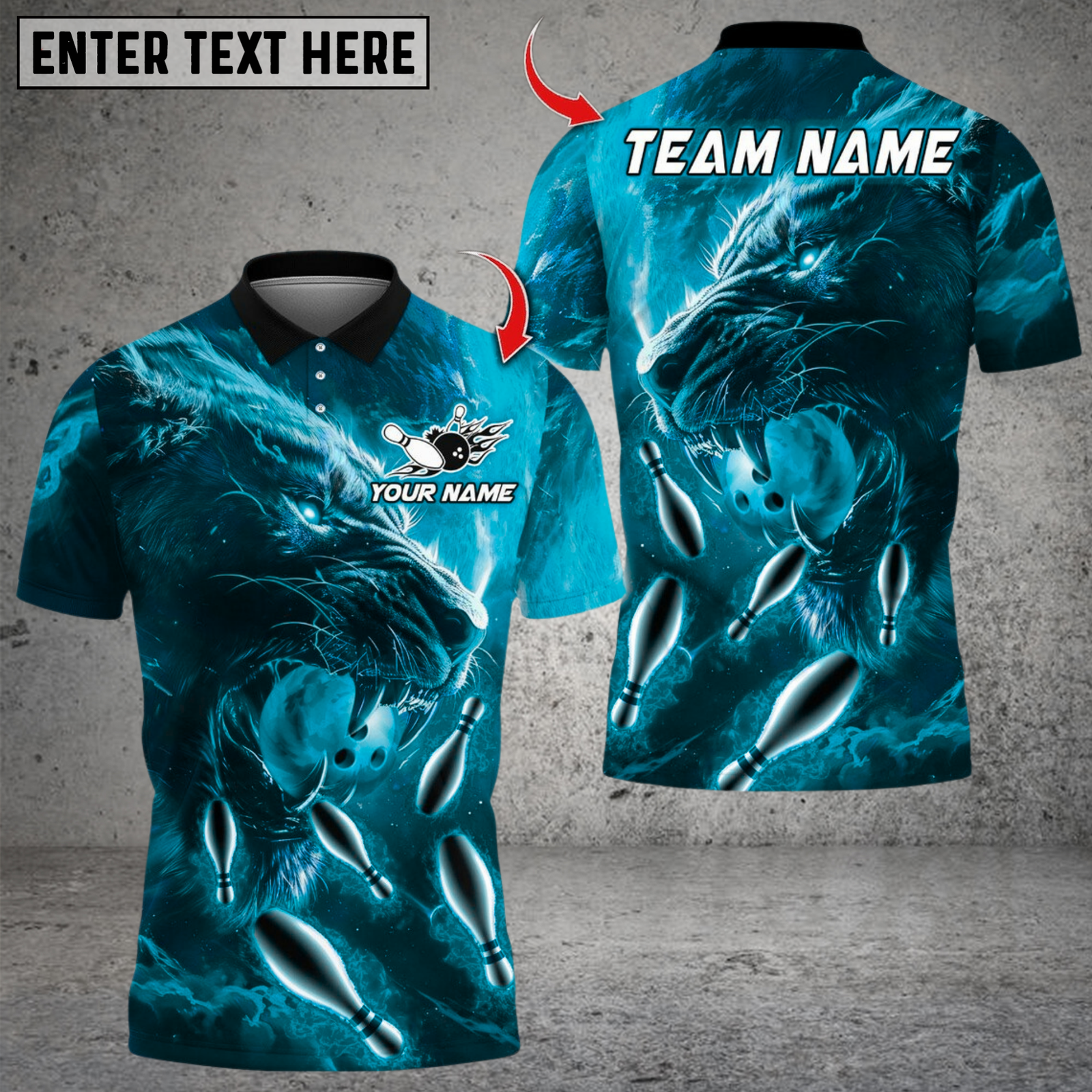 Blisscorners Bowling Flame Super Lion Multicolor Customized Name, Team Name 3D Shirts