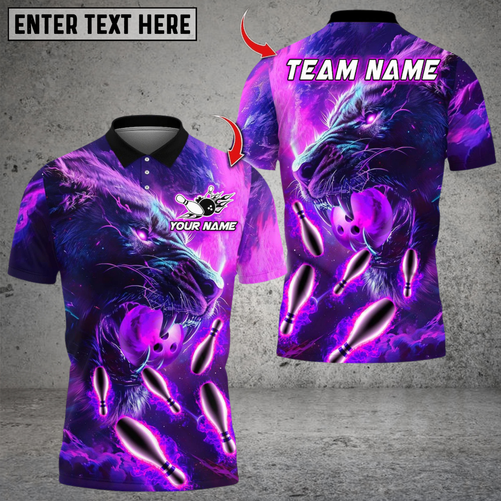 Blisscorners Bowling Flame Super Lion Multicolor Customized Name, Team Name 3D Shirts
