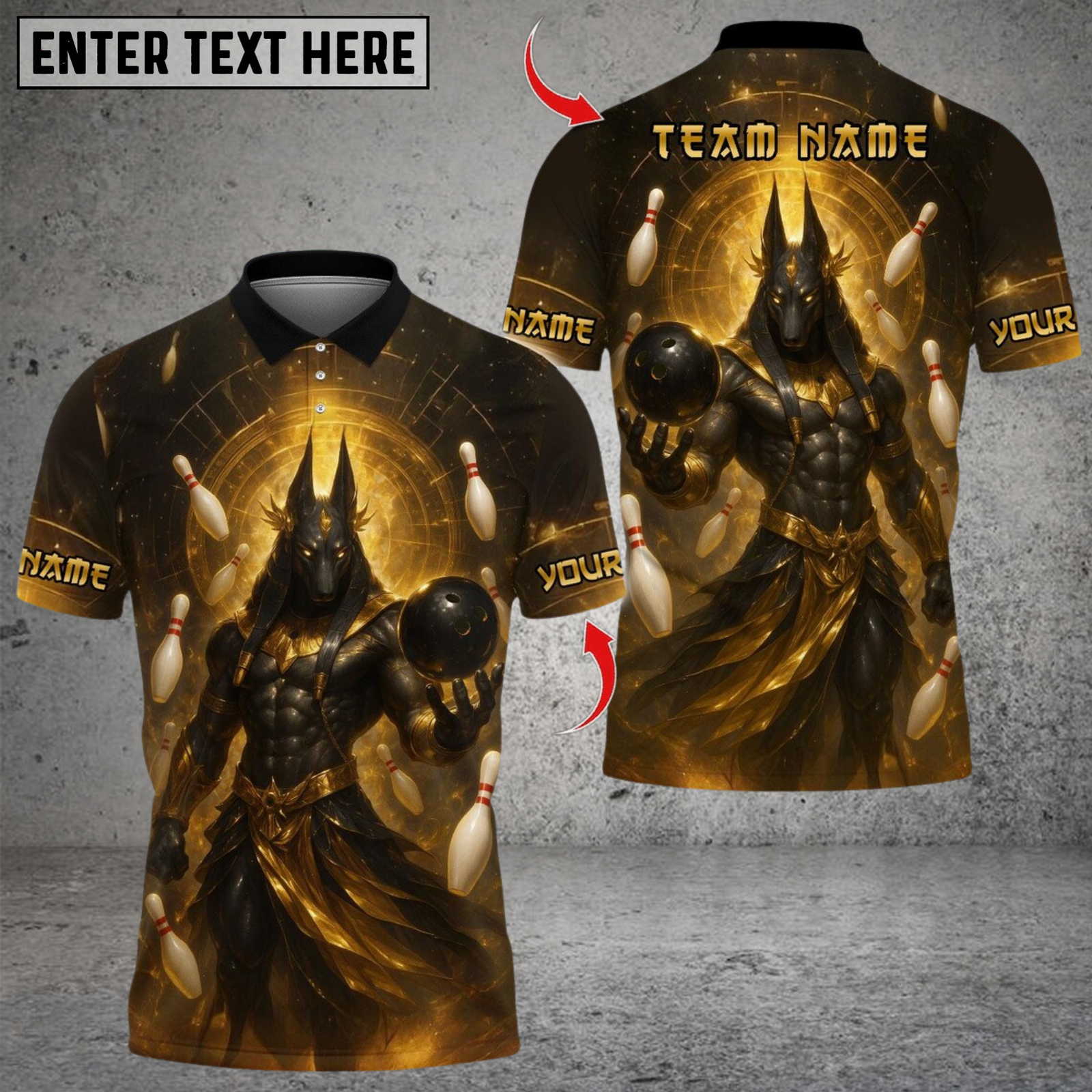 Blisscorners Bowling Ancient Egyptian God Anubis Multicolor Customized Name, Team Name 3D Shirts