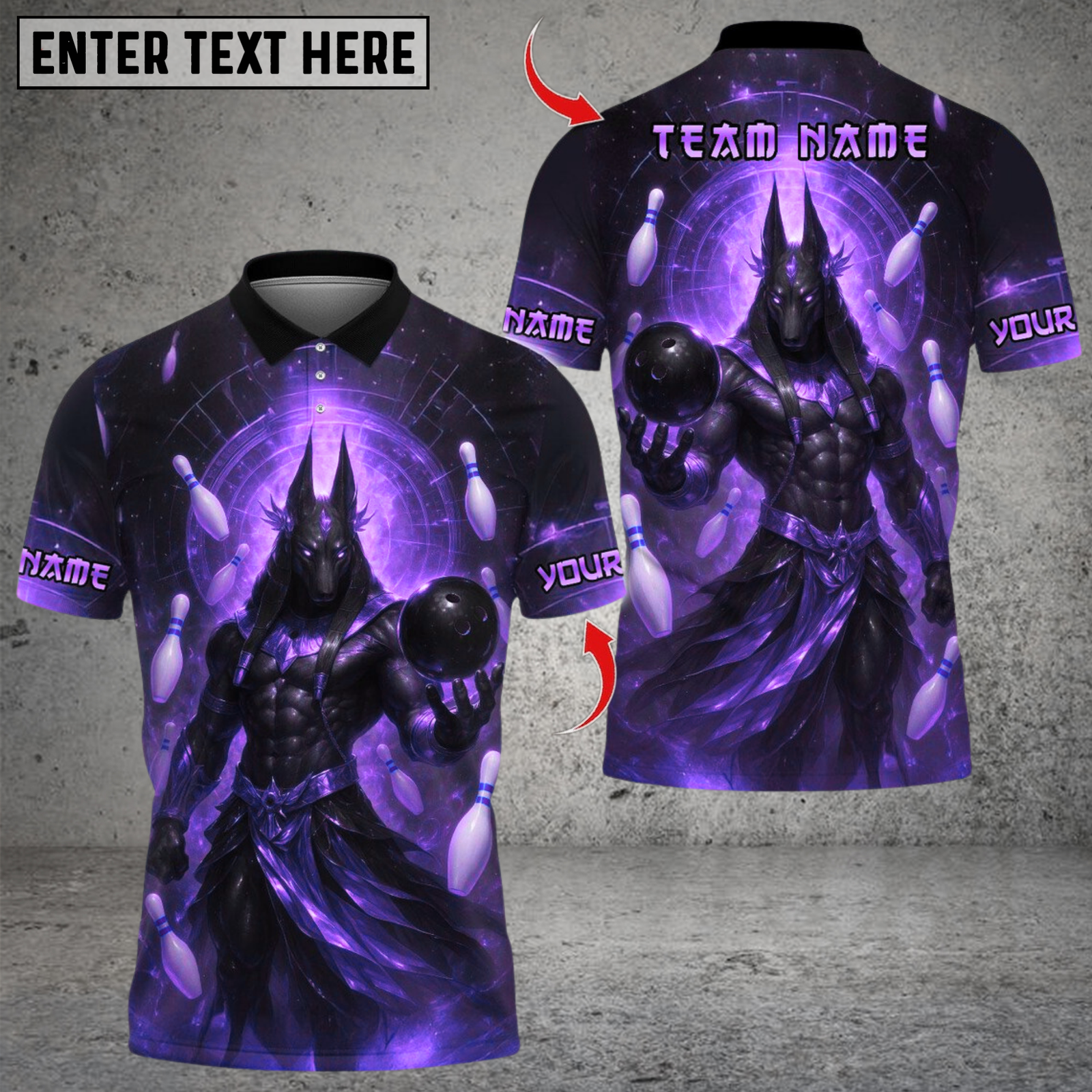 Blisscorners Bowling Ancient Egyptian God Anubis Multicolor Customized Name, Team Name 3D Shirts