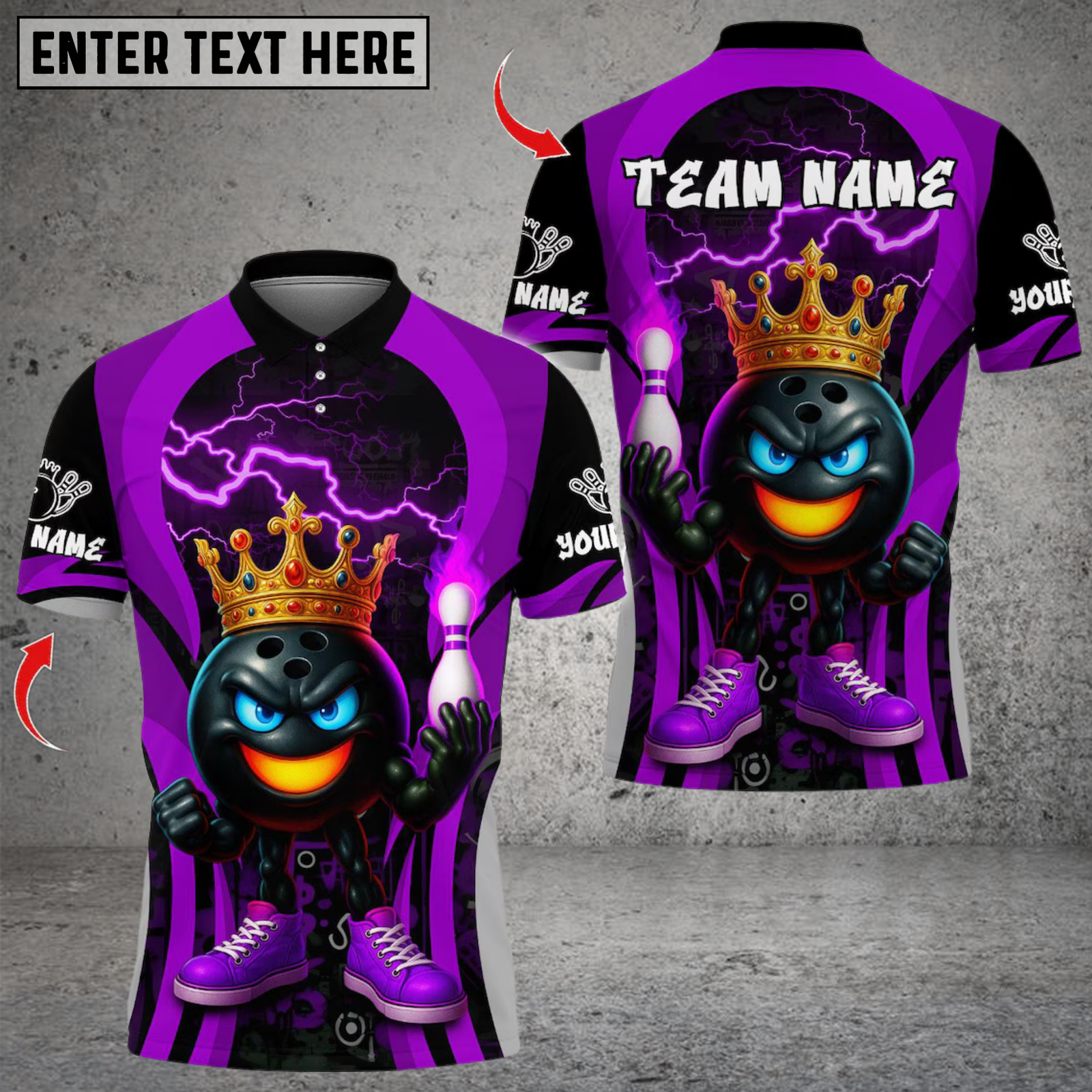 Blisscorners Bowling King Flame Ball Design Multicolor Customized Name, Team Name 3D Shirts