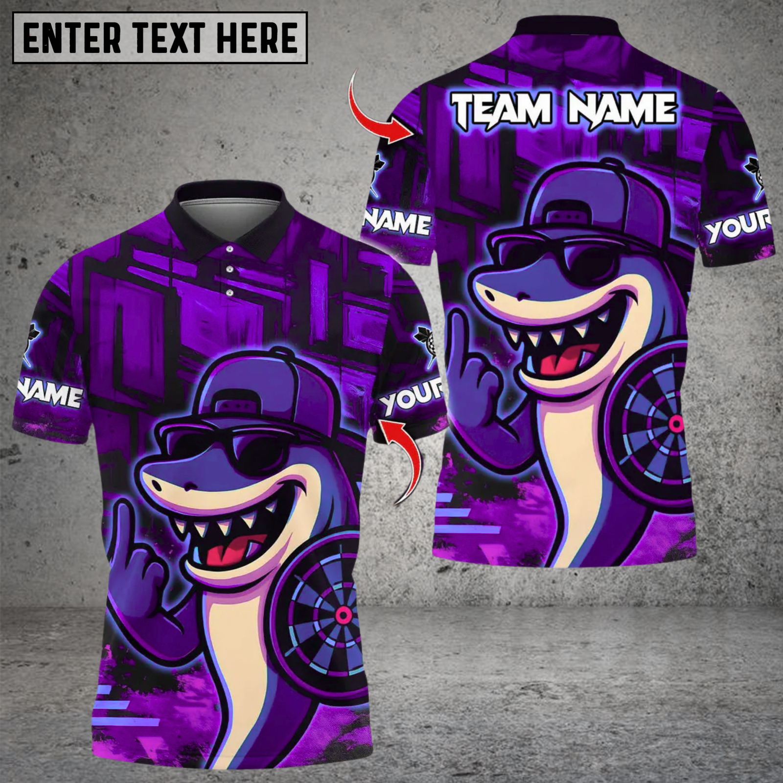 Blisscorners Darts Shark Graffiti Style Multicolor Customized Name, Team Name 3D Shirts