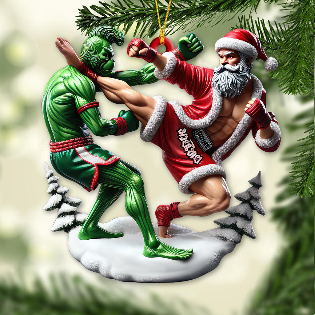 Blisscorners Custom Name Muay Thai Santa Ornament, Christmas Gift for Muay Thai Lover2D Flat LM2211