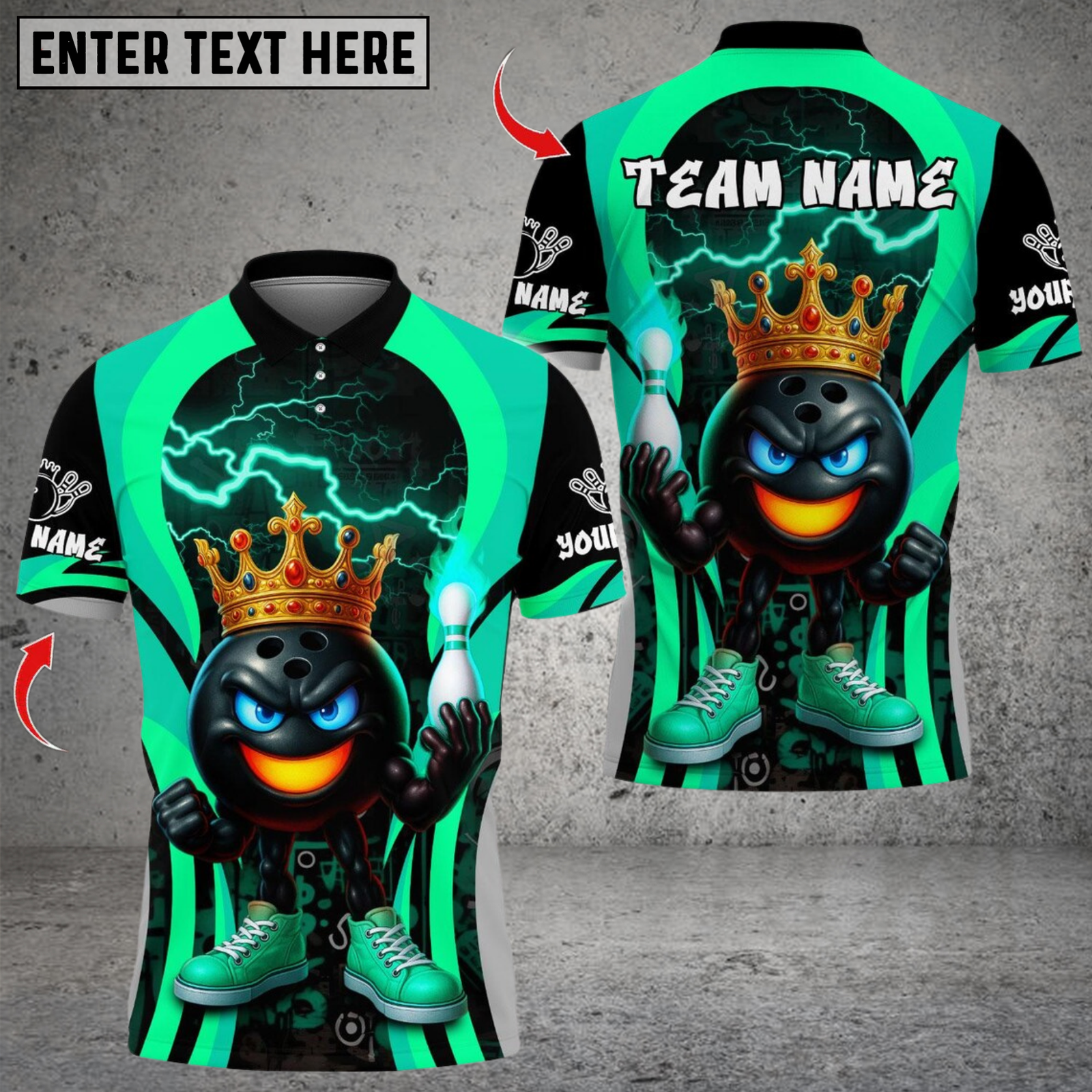 Blisscorners Bowling King Flame Ball Design Multicolor Customized Name, Team Name 3D Shirts