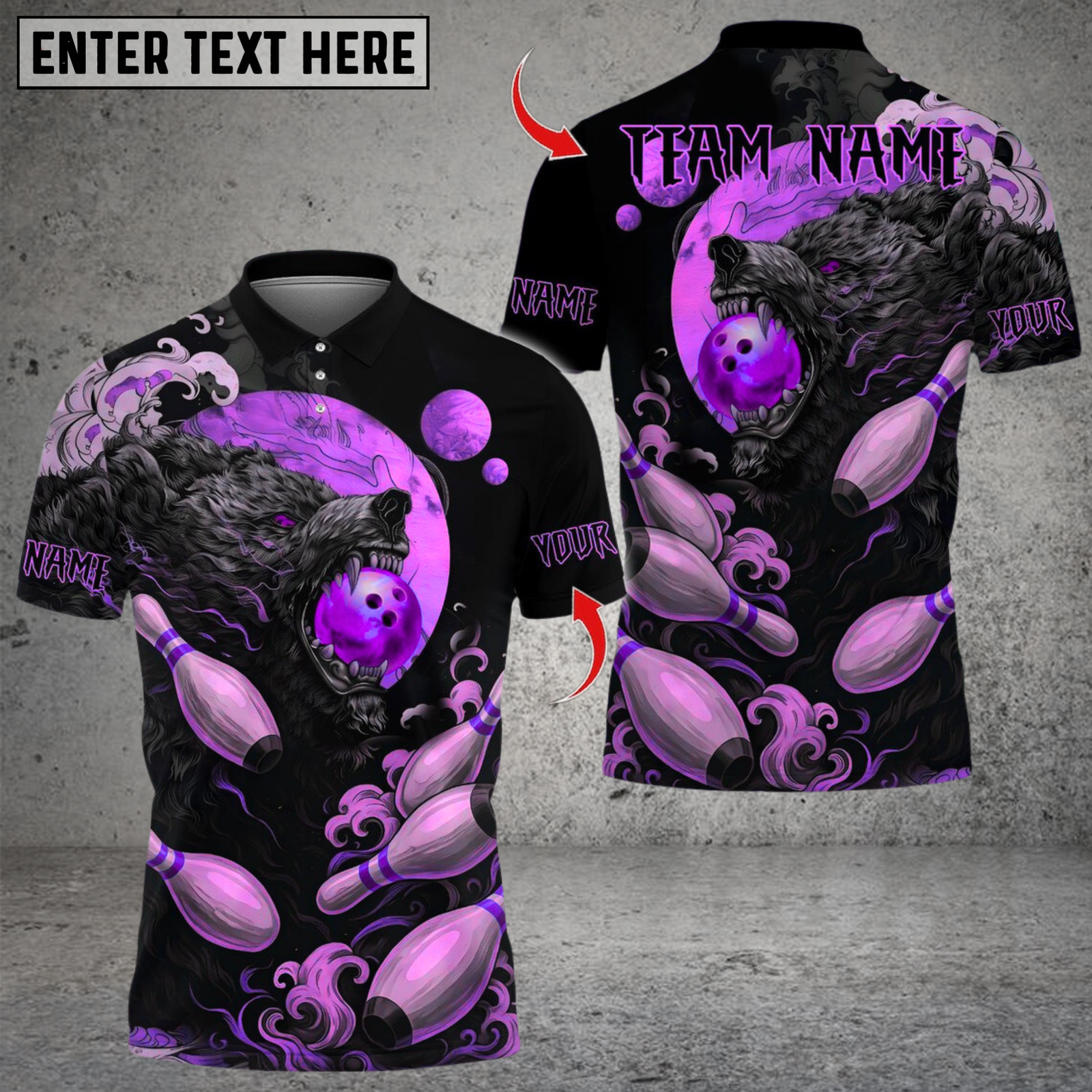 Blisscorners Bowling Bear Moon Multicolor Customized Name, Team Name 3D Shirts
