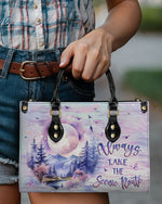 BLISSCORNERS ALWAYS TAKE THE SCENIC ROUTE LEATHER HANDBAG