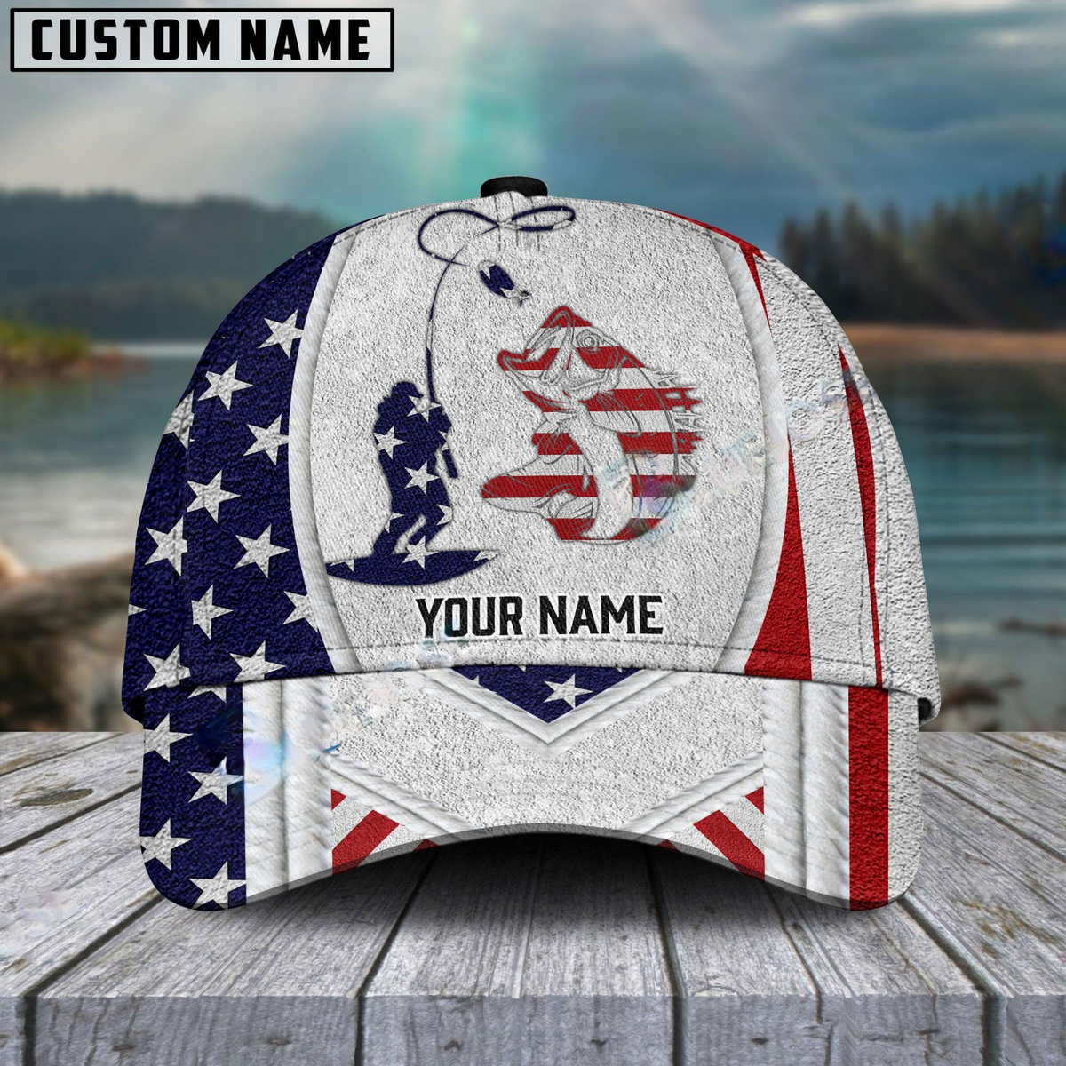 Blisscorners Bass Fishing American Dusty Style Customized Name 3D Cap